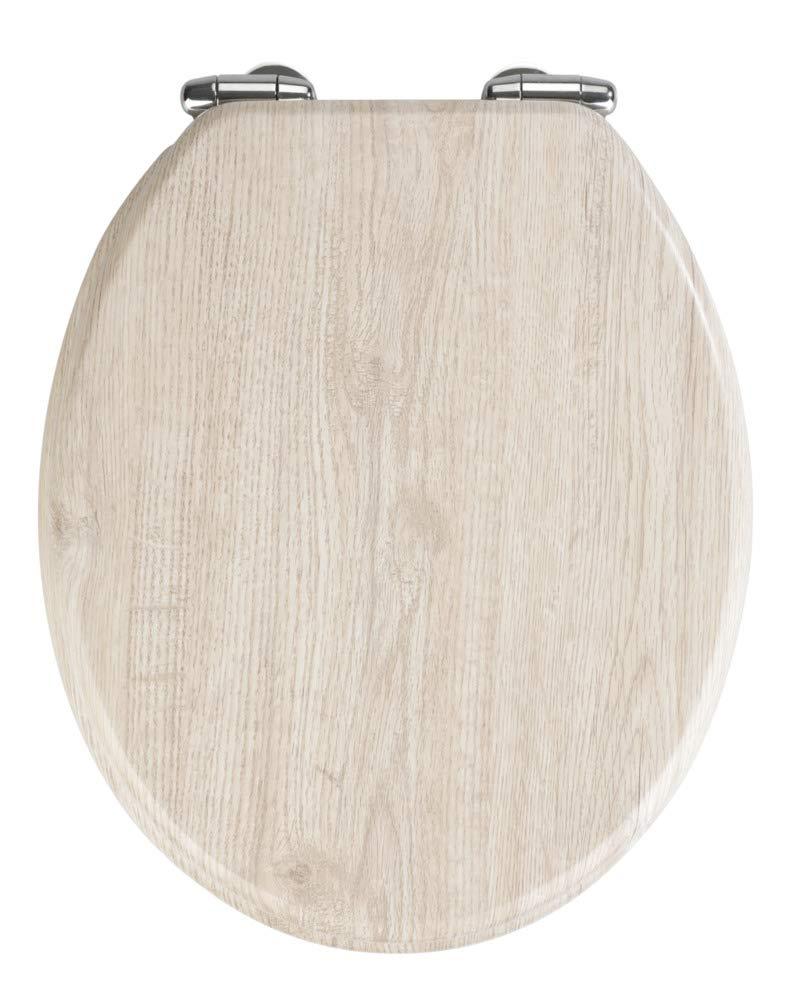 WENKO WENKO Toilet Seat Oak Grey-Soft Closing Mechanism, 37 x 43 x 10 cm