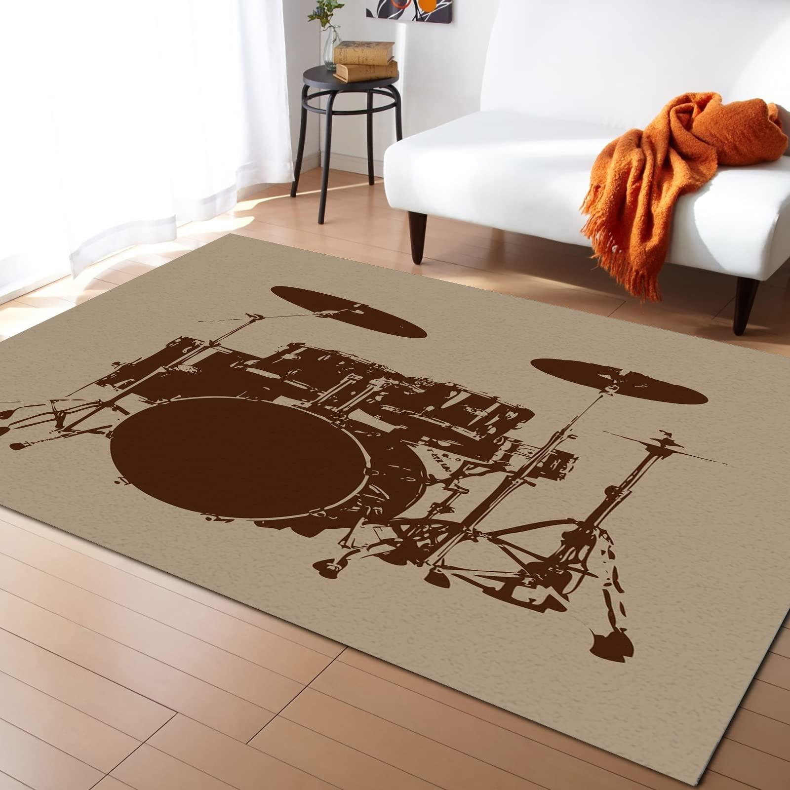 Generic Co., Ltd. Jazz Drum Large Area Rugs, Music Equipment Runner Rugs, Non-Slip Floor Throw Mat, Rectangle Carpet for Living Room, Bedroom, Hallway Front Entrance, Kitchen, Dining, 5' x 8'