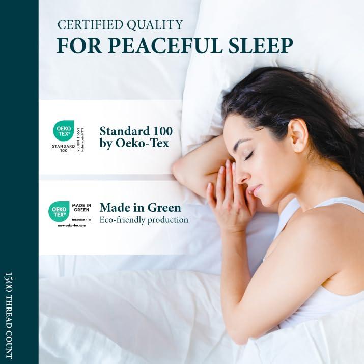 Ashton Sheets Ashton Sheets 100% Egyptian Cotton Sheets Queen Size - 1500 Thread Count 4 PC Queen Sheet Set Egyptian Cotton, Sateen Weave Sheets Queen Size, High Thread Count Sheets, 19\" Deep Pocket - Light Grey