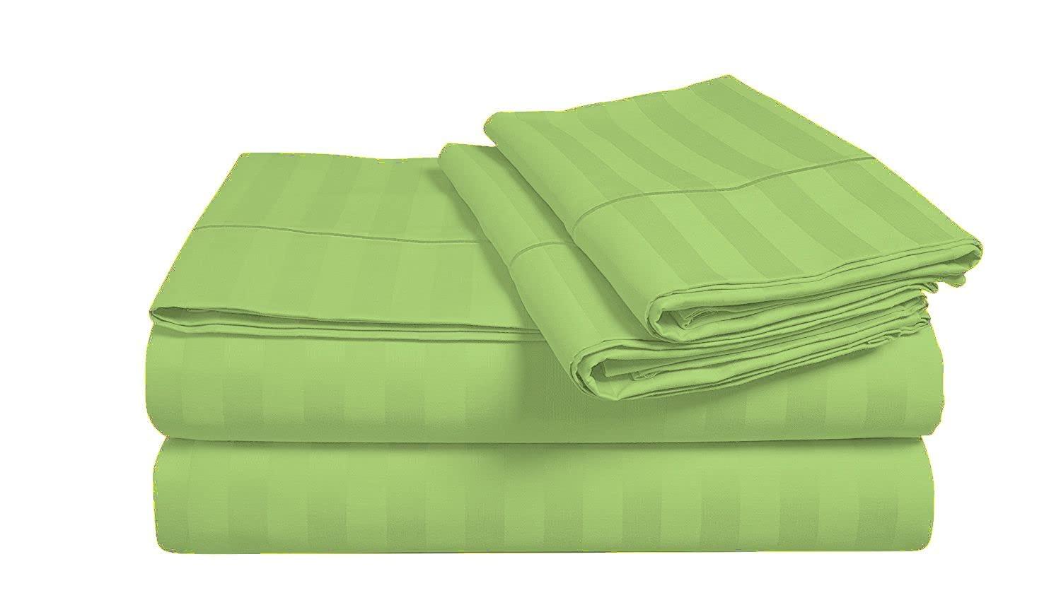 Epic Cotton Epic Cotton RV Sheets Set for Campers 1000 Thread Count-100% Egyptian Cotton, 4-Piece Rv Sheet Set, RV Short King Size 70\"X80\" - 10\" Inches Deep Pocket Stripe Sage