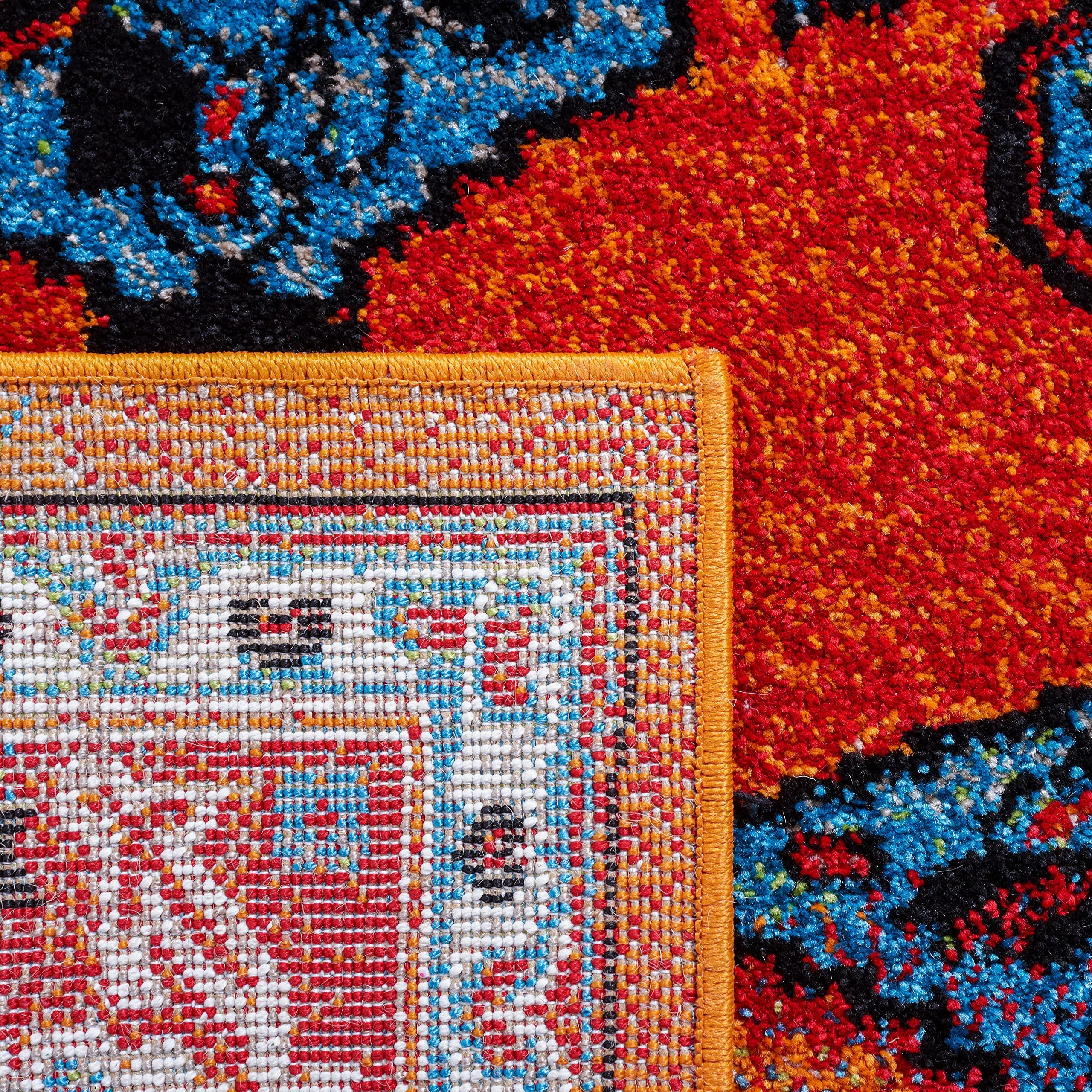 Safavieh SAFAVIEH Vintage Hamadan Collection Area Rug - 5'3" x 7'6", Red & Blue, Traditional Oriental Medallion Design, Non-Shedding & Easy Care, Ideal for High Traffic Areas in Living Room, Bedroom (VTH262Q)