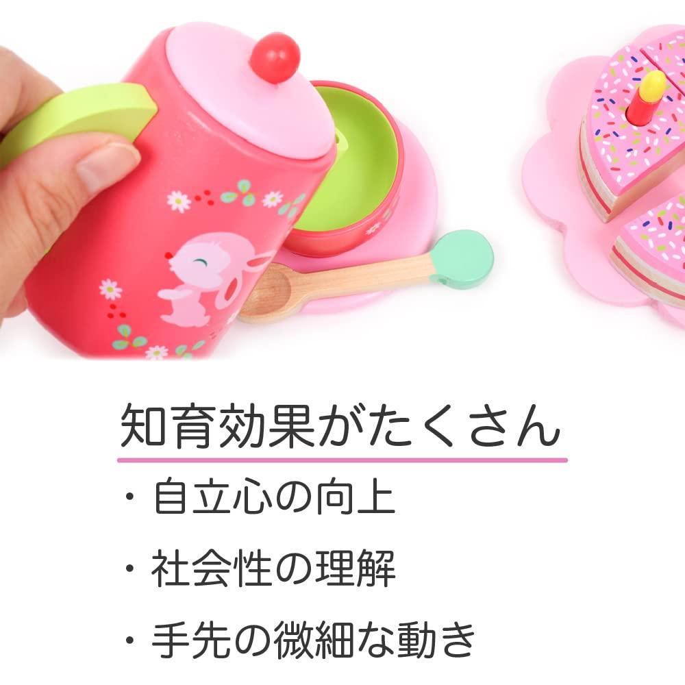 DJECO DJECO Wooden Tea Set for Girls - Play Kitchen Accessories, Princess Tea Time w/ Cake Toy for Little Girls, Pretend Play for Kids - Storytelling & Imaginative Play - Perfect for Toddlers Ages 3+