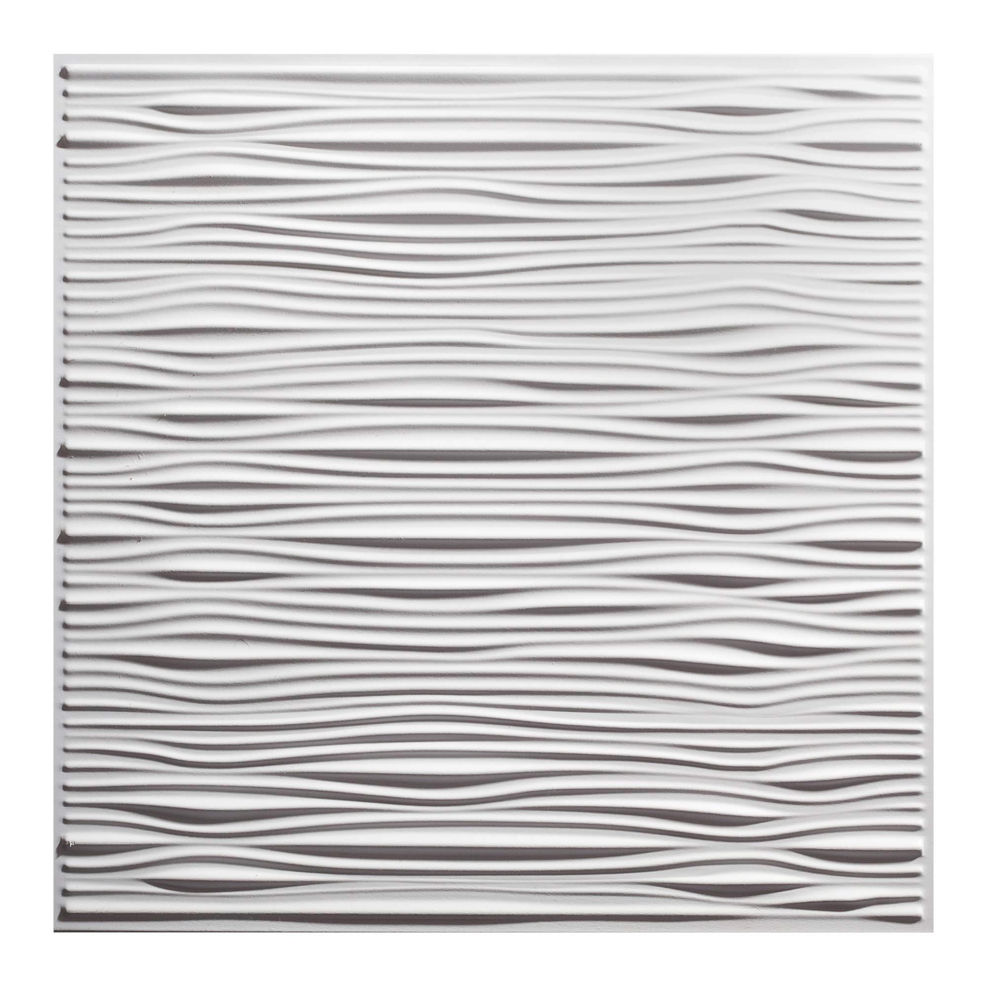 Genesis Genesis 2ft x 2ft White Drifts Ceiling Tiles - Easy Drop-In Installation Waterproof, Washable and Fire-rated - High-Grade PVC to Prevent Breakage (One Tile)