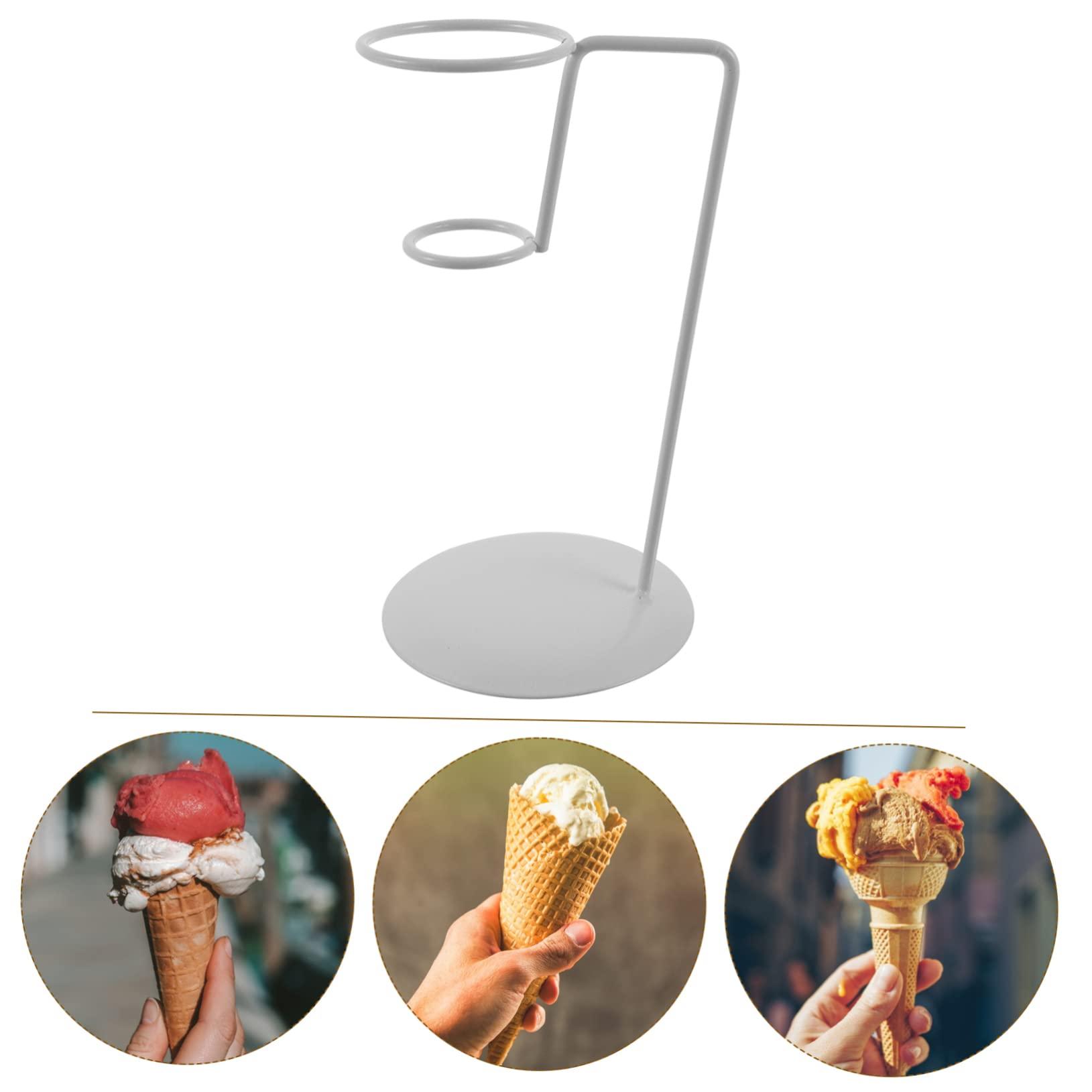 MUCKLILY MUCKLILY Ice Cream Stand Ice Cream Cone Holder Ice Cream Scooper French Fried Stand Cake Stand Lid Cookie Display Shelf Ice Cream Cone Muffin Cases Appetizer Cones Display Iron White
