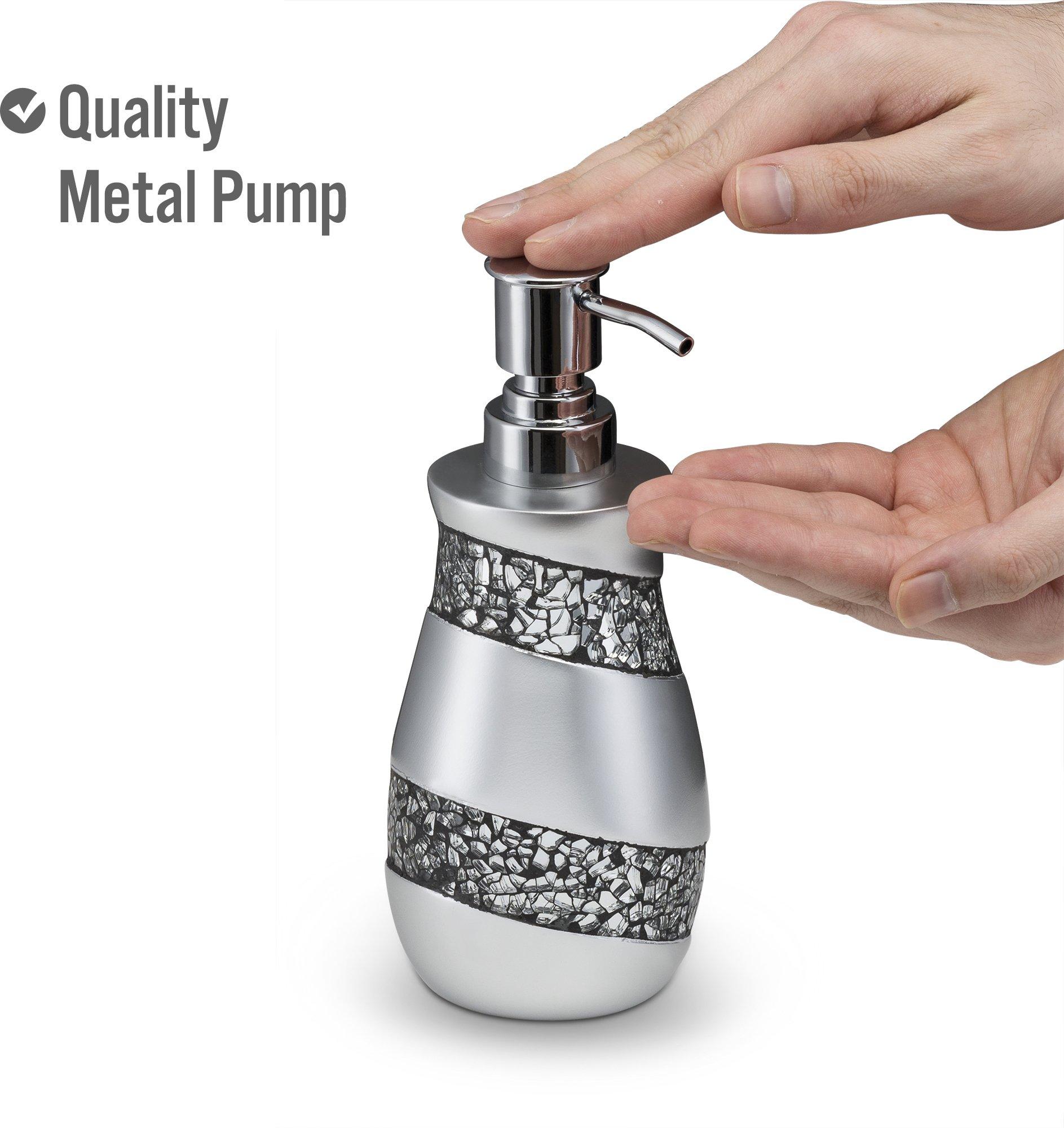 Creative Scents Creative Scents Silver Mosaic Bathroom Accessories Set Complete - 6 Piece Bathroom Set Includes: Bathroom Trash Can, Tissue Cover, Soap Dispenser, Toothbrush Holder, Tumbler & Soap Dish