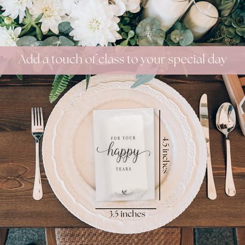 PureRejuva Wedding Tissues Packs For Guests- Set of 40- For Your Happy Tears Tissues- Wedding Favors for Guests Frosted-Paper Bulk Individual Tissue Packs & Items for Wedding Welcome Bags by PureRejuva