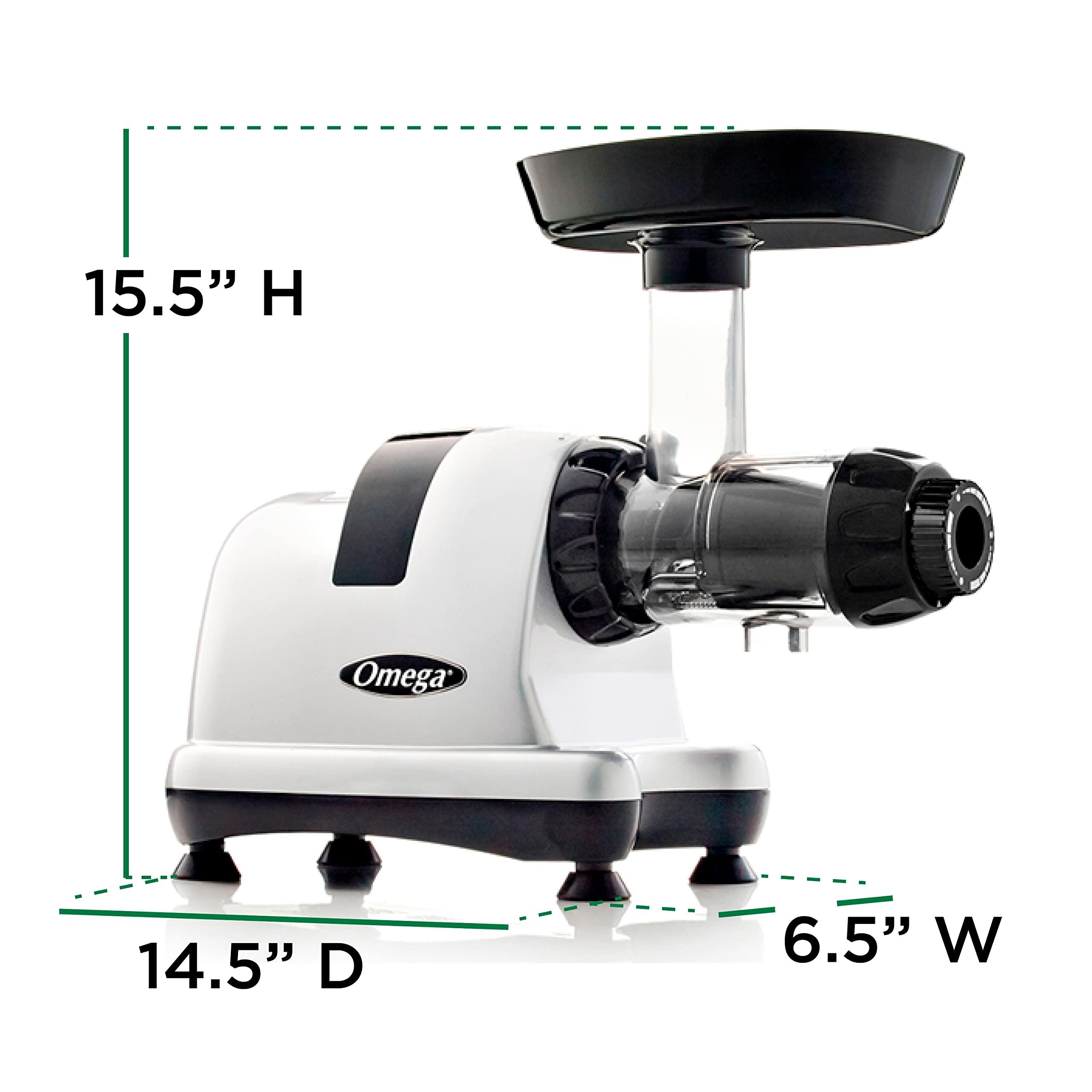 Omega Omega Juicer J8007S Slow Masticating Cold Press Vegetable and Fruit Juice Extractor and Nutrition System, Triple Stage, 200-Watts, Silver