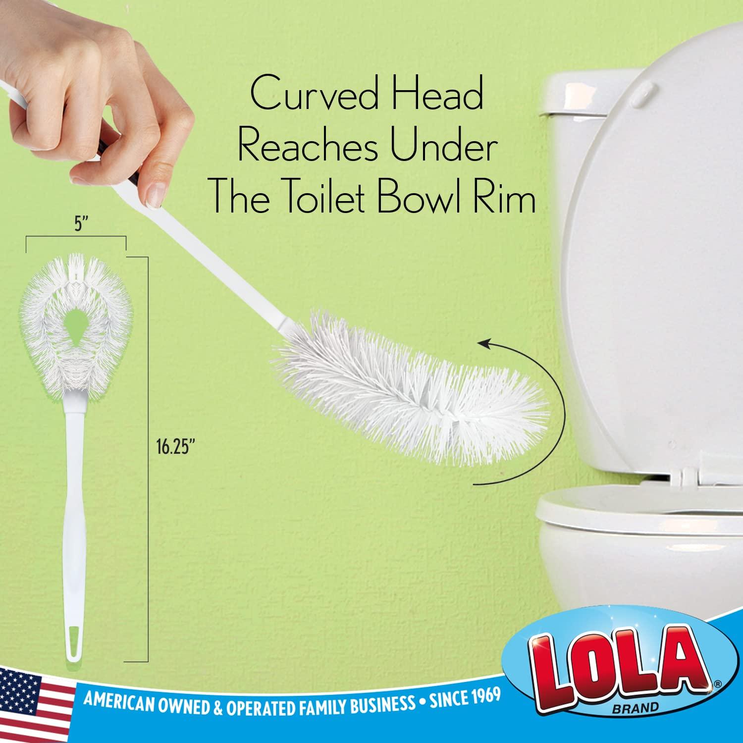 LOLA Lola Products Toilet Bowl Brush w/Curved Head, Coated Wire, Durable Poly Bristles, Reaches Under Toilet Bowl Rim, 1 Pack