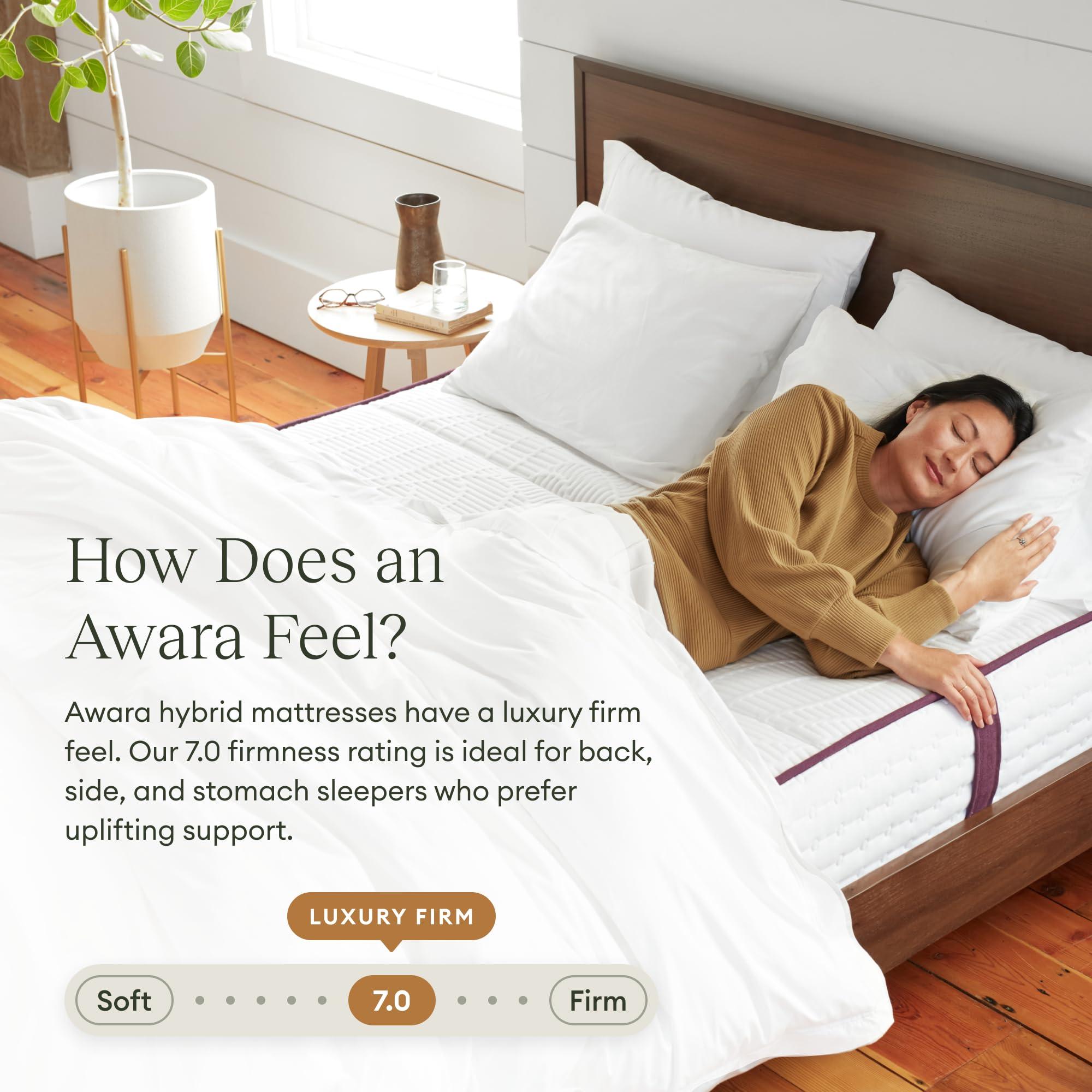 AWARA AWARA Natural Hybrid King Mattress 10 Inch - Certified Natural Latex - Sustainable New Zealand Wool - Steel Springs - 365-Night Trial, White