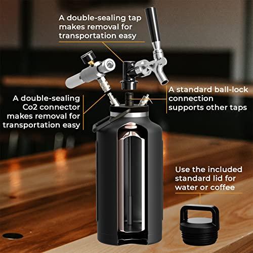 TrailKeg TrailKeg - Carbonated Growler for Beer - One Gallon - 18/8 Stainless Steel - Vacuum Insulated Double Wall, Cold for 48 Hours - Craft Beverage Dispenser for Beer, Soda, Cocktails, and Kombucha