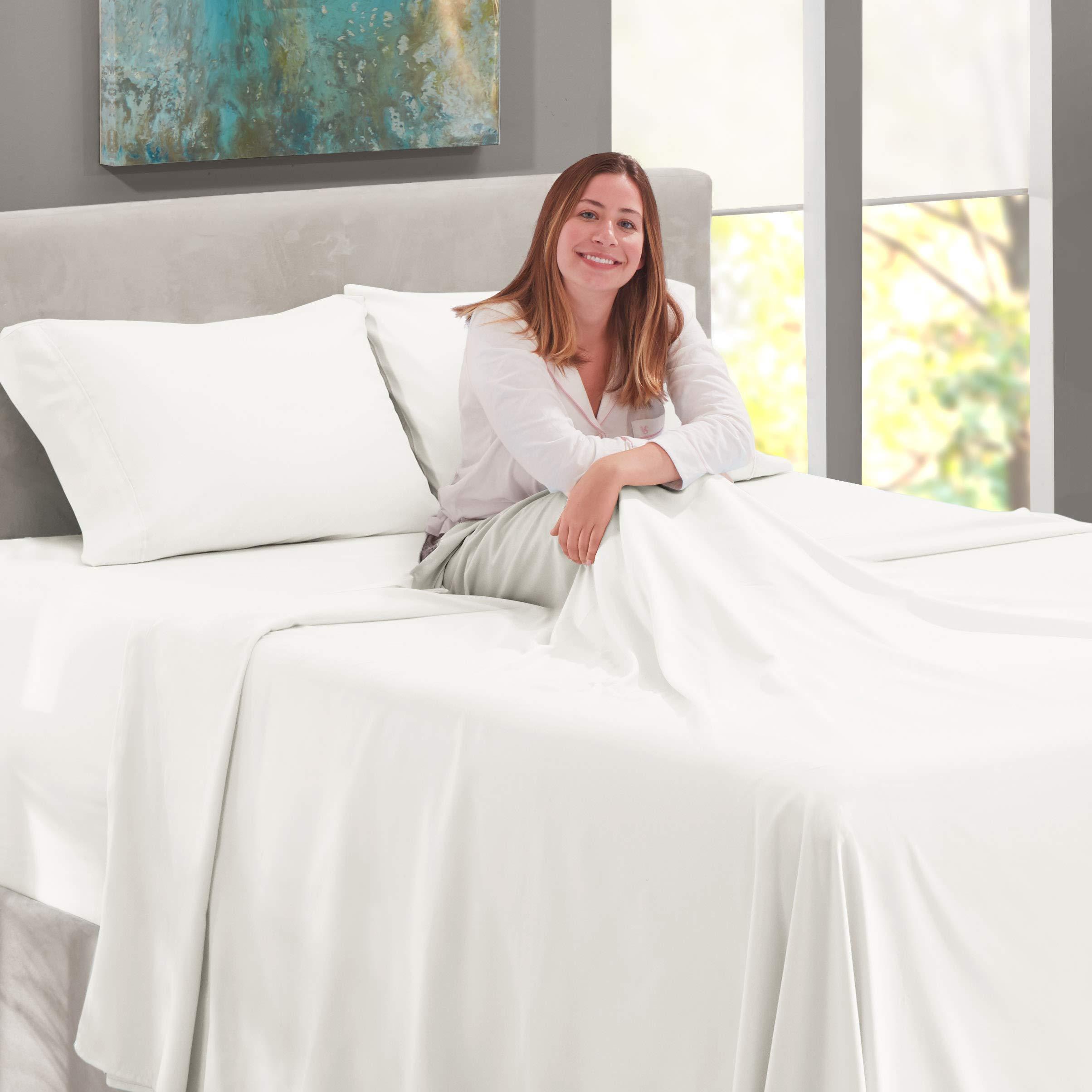 B$R Bedding\'s B$R Bedding\'s Bed Sheet Set- Egyptian Quality Sheet Luxurious Breathable Cotton-Elastic-Fits Mattress up to 5\"- Extra Soft Easy Care- 4 PC (Queen, 60\" W x 80\" L + 5\" Sage) 700 TC