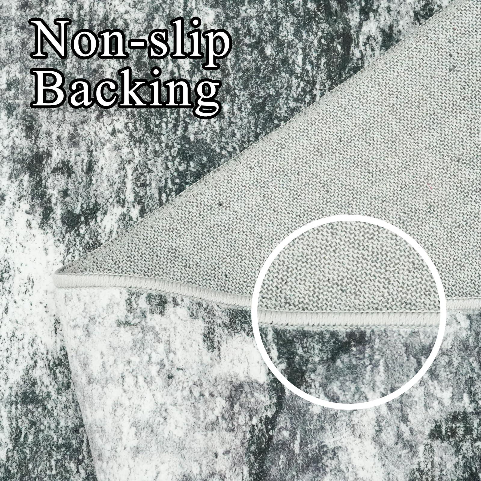 RUUGME RUUGME 9X12 Abstract Area Rug:Large Washable Living Room Rug Indoor Non Slip Low Pile Carpet for Bedroom Soft Foldable Stain Resistant Distressed Thin Rug for Dining Room Kitchen 9X12 Black A