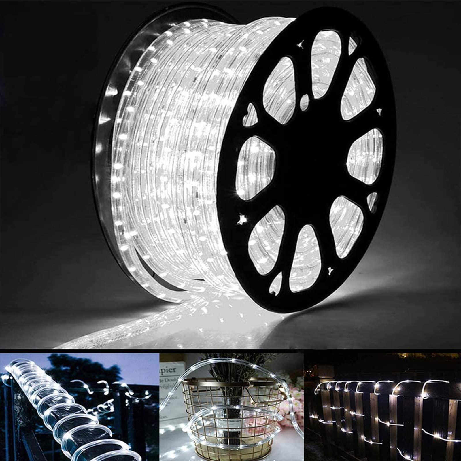 Jnaurb 50ft 360 LED Rope Lights Outdoor, Connectable and Flexible Tube Lights with 8 Modes, Waterproof Indoor Outdoor LED Rope Lighting for Deck, Garden, Pool, Patio, Indoor Outdoor Decorations (White)