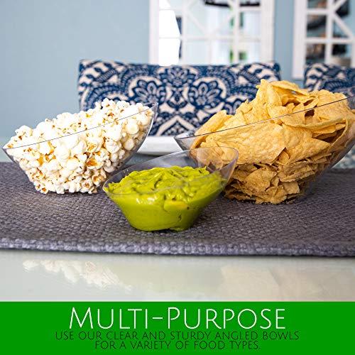 PLASTICPRO PLASTICPRO Disposable Angled Plastic Bowls Round Large Serving Bowl, Elegant for Party\'s, Snack, or Salad Bowl, Clear Pack of 4