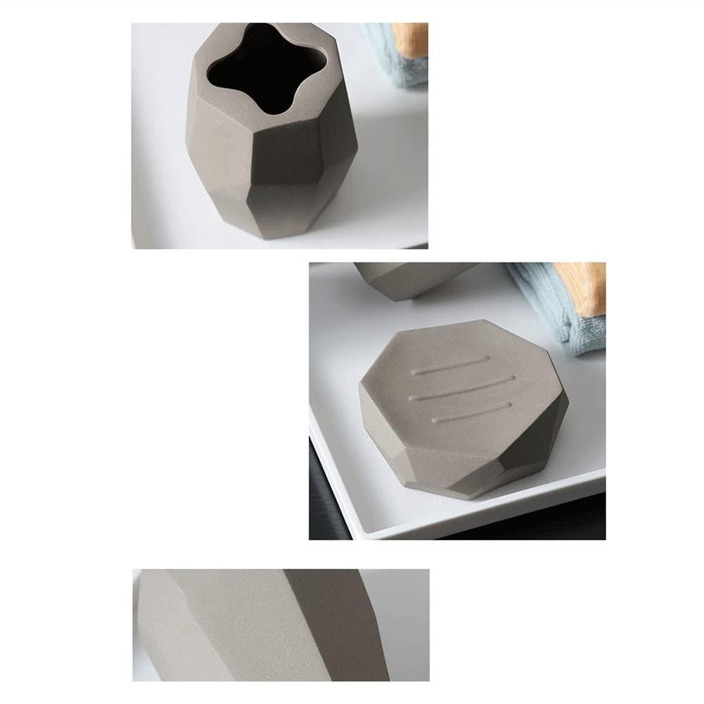 YANZHEXIN Kitchen Liquid Dispencer Container Soap Dispenser Set Household Ceramic Soap Dispenser Wash Mouth Cup Storage Soap Tray Toothbrush Cup Bathroom Five-piece Set Reusable Pump-Bottles Dispensers