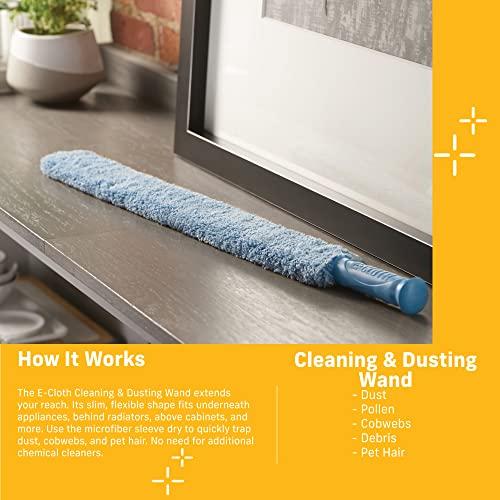 E-Cloth E-Cloth Cleaning & Dusting Wand, Premium Microfiber Dusters for Cleaning, 100 Wash Guarantee, Blue, 1 Pack