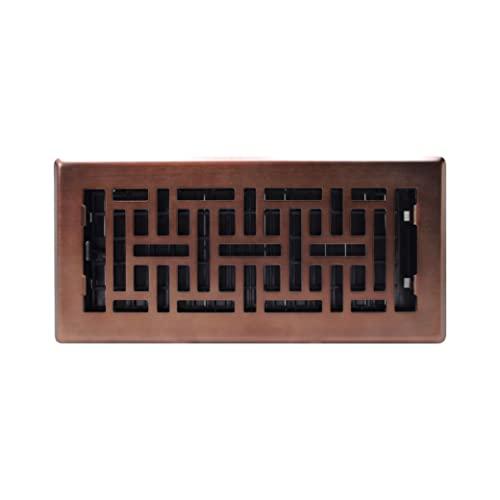 Decor Grates Decor Grates AJH410-RB Oriental Floor Register, 4x10 Inches, Rubbed Bronze Finish
