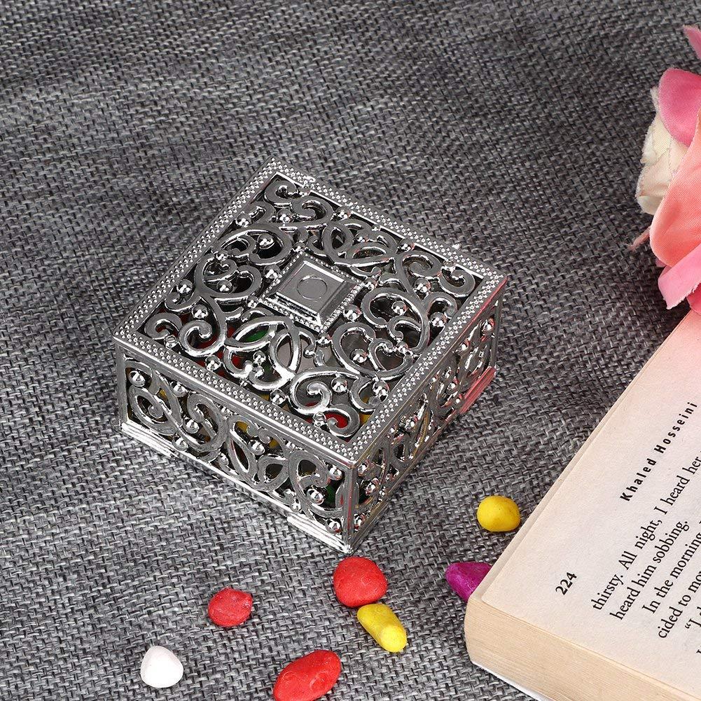 Cyrank 12pcs Hollow Candy Boxes, Wedding Favor Boxes Plastic Candy Storage Boxes Gift Boxes Gorgeous Small Candy Boxes for Wedding Christmas Birthday(Silver)