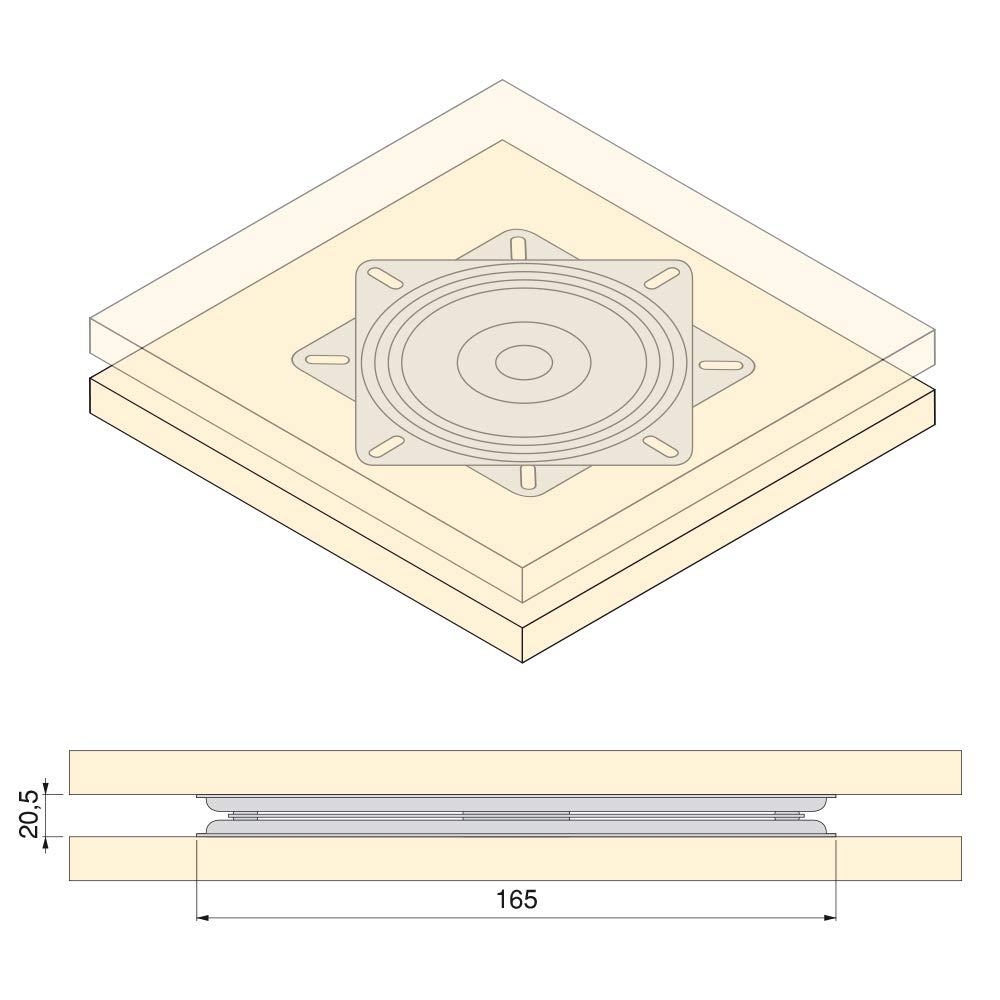 Emuca Emuca 3196514 Swivel platform/Rotating base of 360 for cabinet/TV screen, steel, black