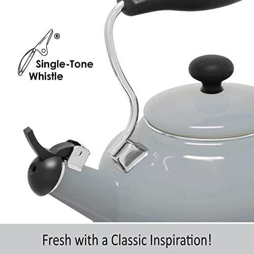 Chantal Chantal Tea Kettle, Vintage Series, Enamel on Steel, Whistling (Fade Grey)