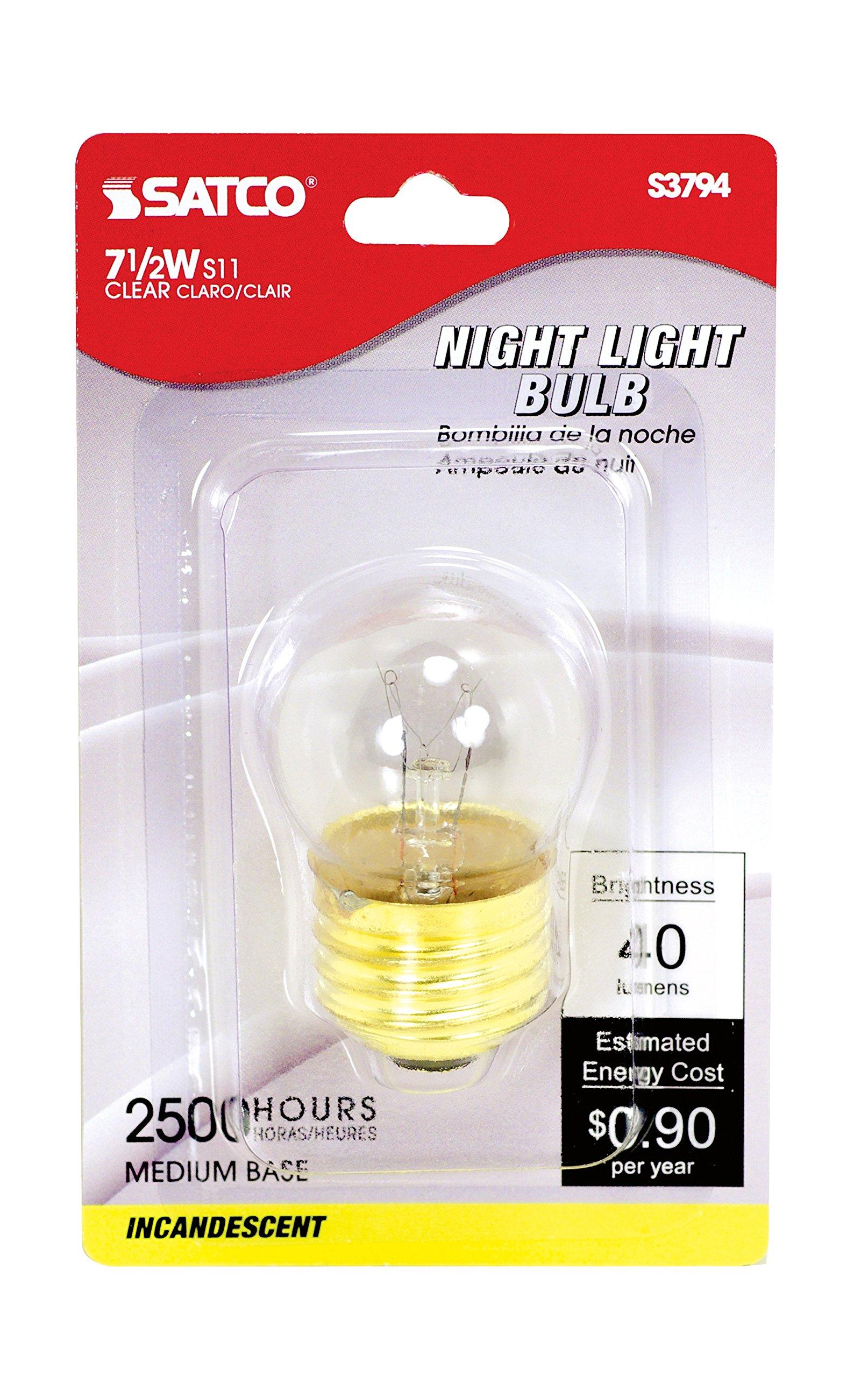 Satco Satco S3794 S11 Incandescent, 7.5 Watt, 40 Lumens, Carded