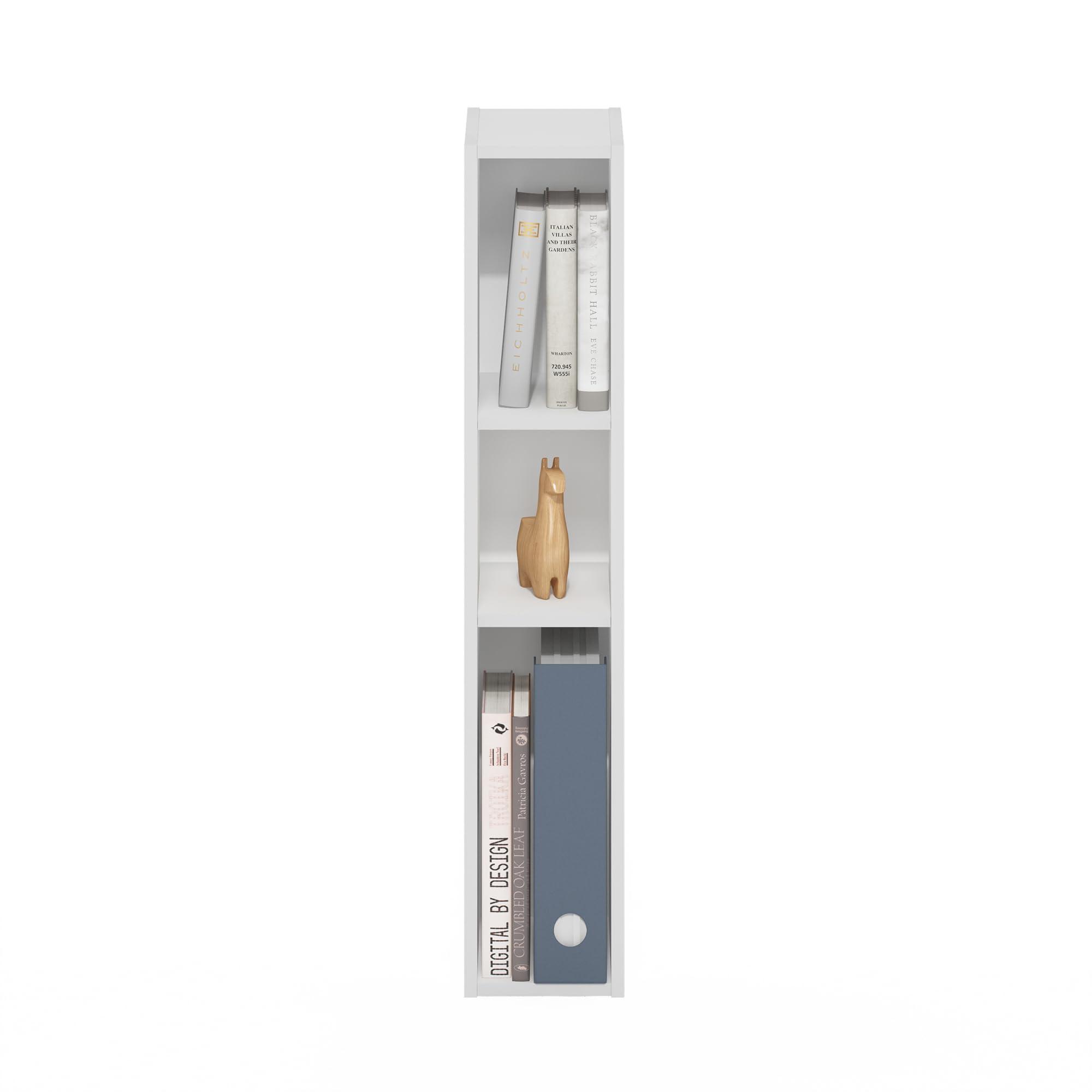 Furinno Furinno Fulda 3-Tier Space Saving Storage Shelf Bookcase, 6-Inch Width, White