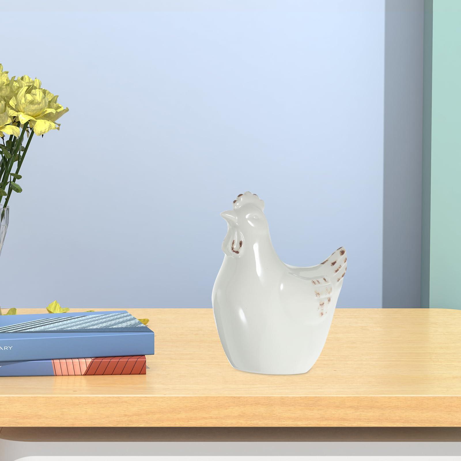 Luxshiny Luxshiny Ceramic Hen Figurines Tabletop Easter Chicken Statue Model Porcelain Animal Farm Sculpture Standing Rooster Figurine Farm Animal Statue Collectible