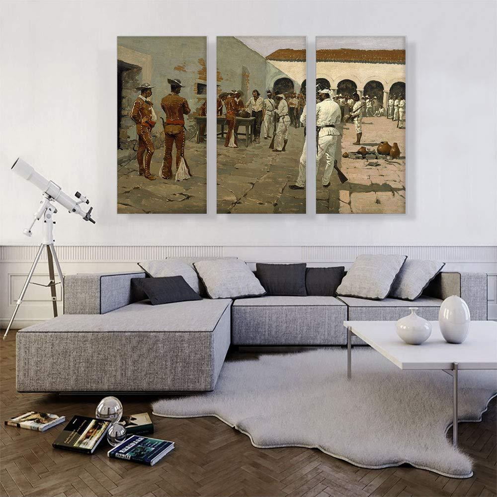 ARTCANVAS ARTCANVAS The Mier Expedition The Drawing Of The Black Bean Canvas Art Print Stretched Framed Painting Picture Poster Giclee Wall Decor by Frederic Remington - 60\" x 40\" (0.75\" Deep) (3-Piece)