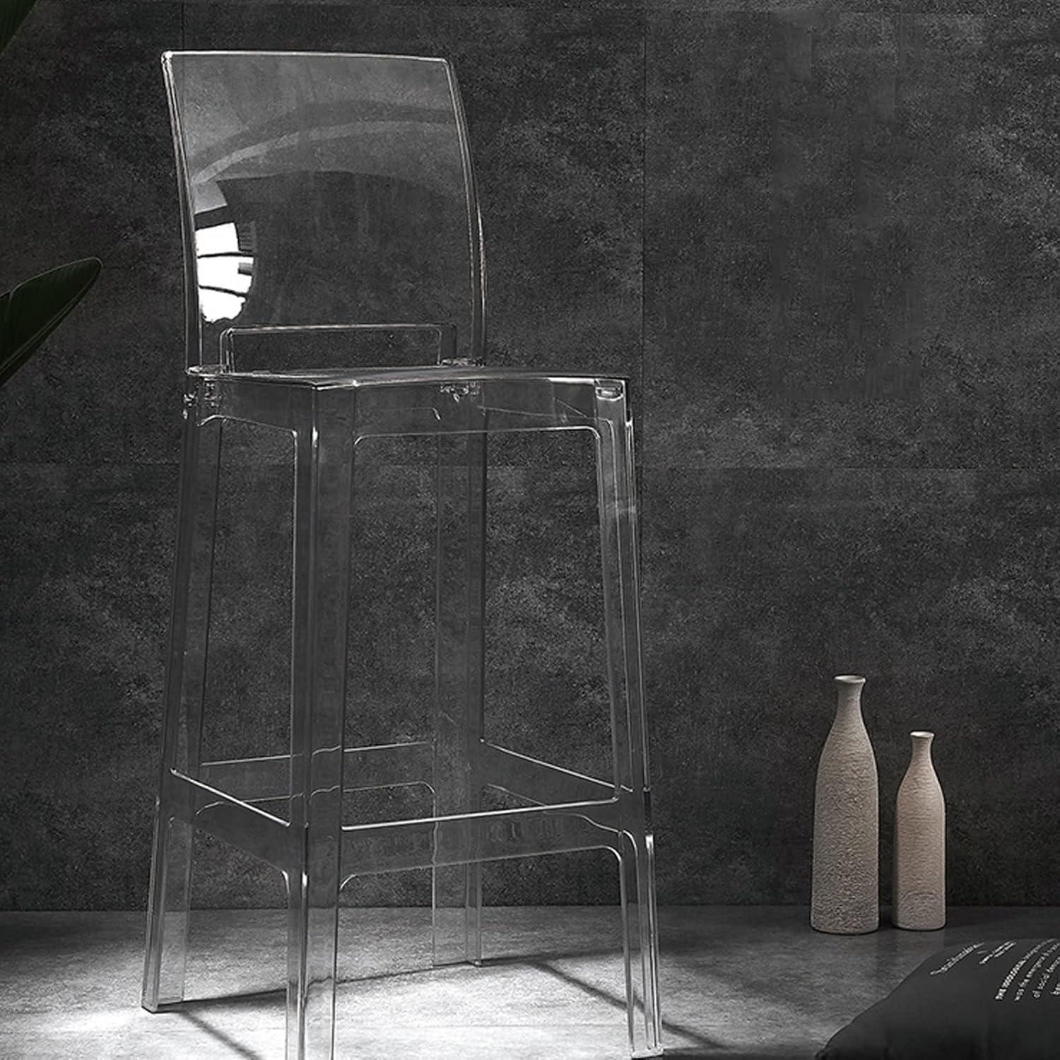 MUYRJLZX MUYRJLZX Tall Bar Chairs Clear Bar Stool Modern Dining Chair with Back and Footrest Bar Chair 43x47.5x111 Cm Chair Load 200 Kg Kitchen Bar Stools Enjoy Life