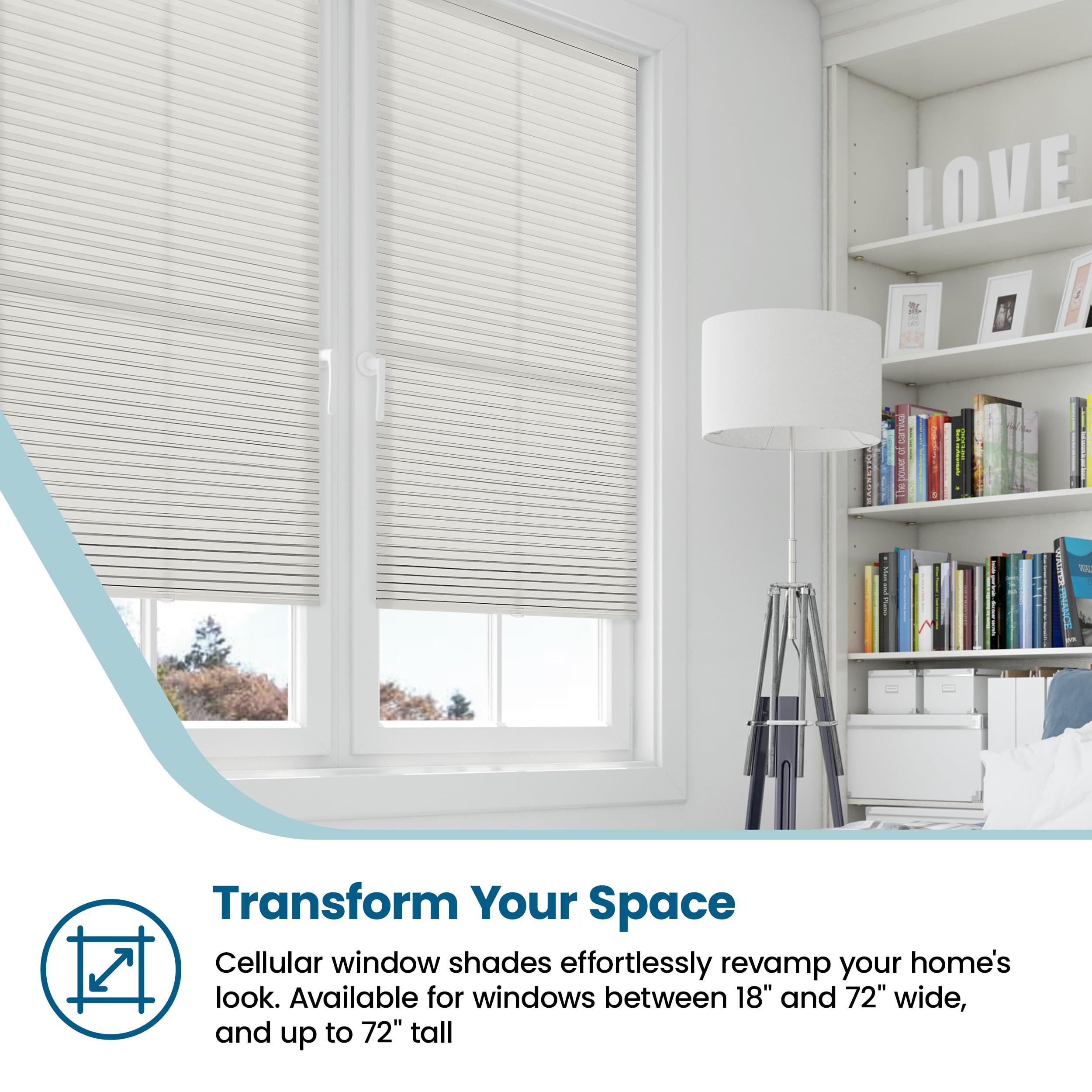 BlindsAvenue BlindsAvenue Cellular Honeycomb Cordless Shade, 9/16" Single Cell, Light Filtering, Winter White, Size: 57.5" W x 48" H