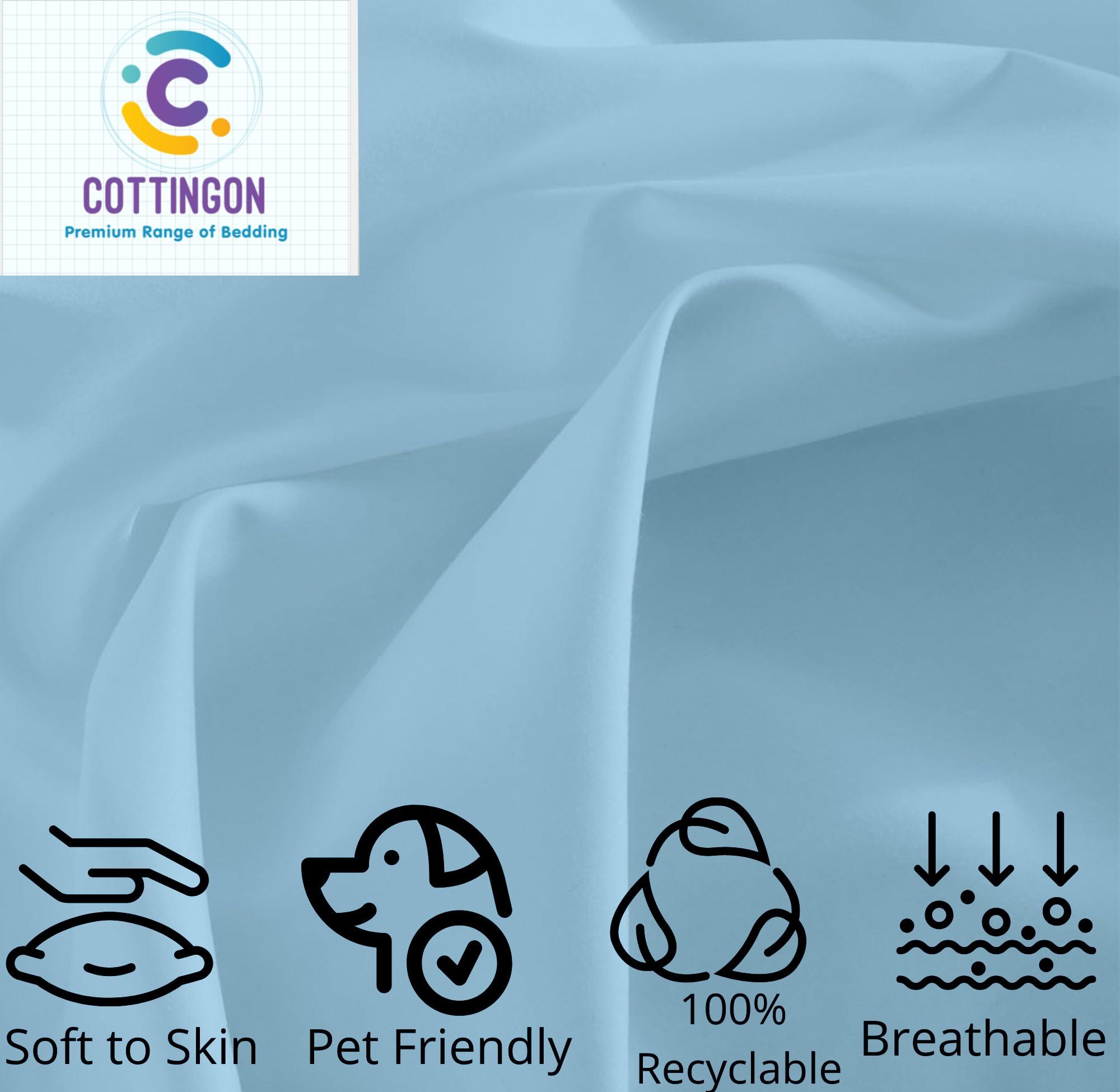 Cottingon Olympic Queen Sheets,100% Brushed Microfiber sheets, Olympic Queen Sheets Sets 66x80, 4 Pcs Olympic Queen Bedding, Extra Soft Olympic Queen Sheets to fit 16\" Deep Olympic Queen Mattress ( Light Blue)