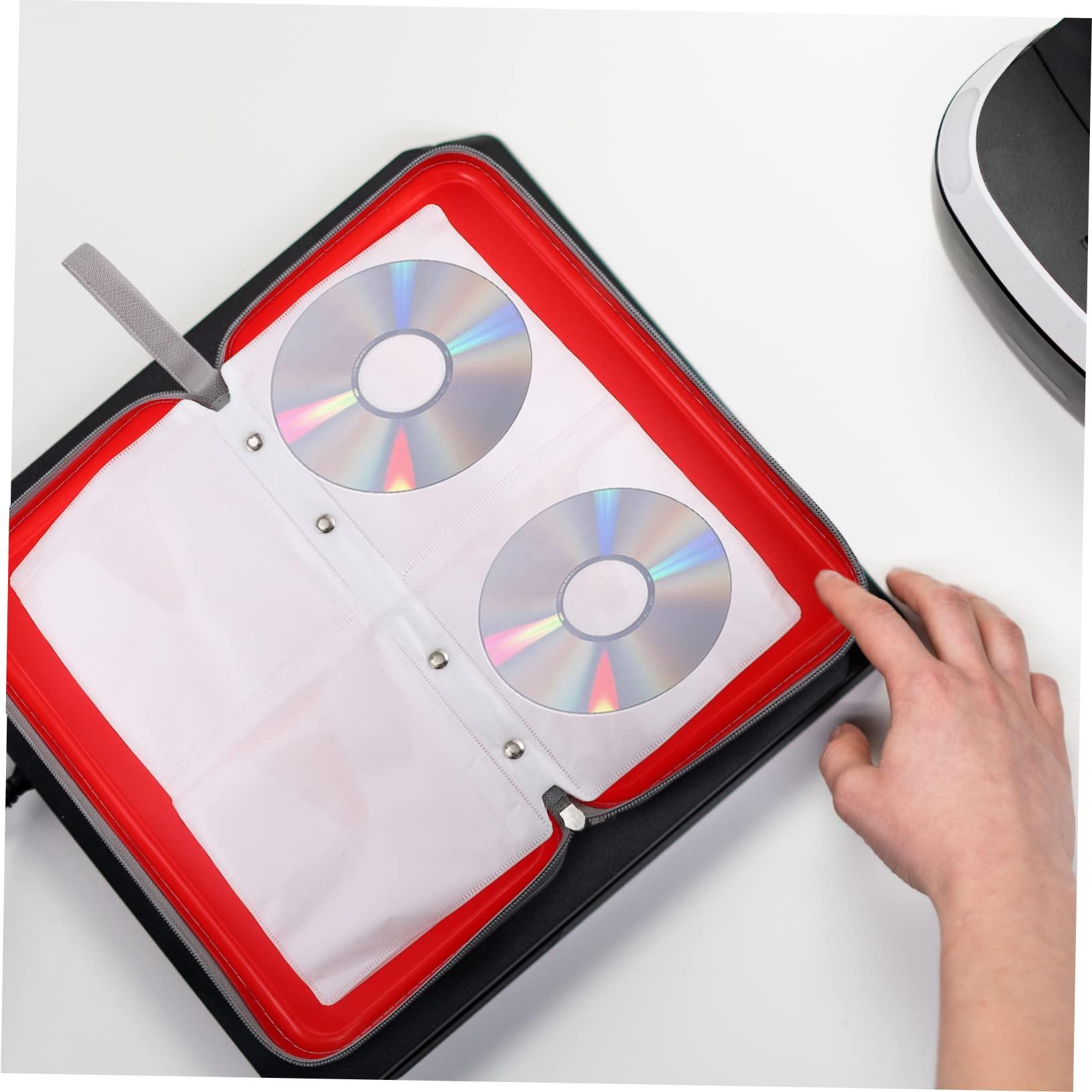 ROMISBABA ROMISBABA CD Package CD Organizer Blank Cassette Empty Cases Big Capacity Bag Blank CD Case Organizer CD Storage Case Disc Storage Bag Media Storage Bags Wallets CD Case Red Plastic