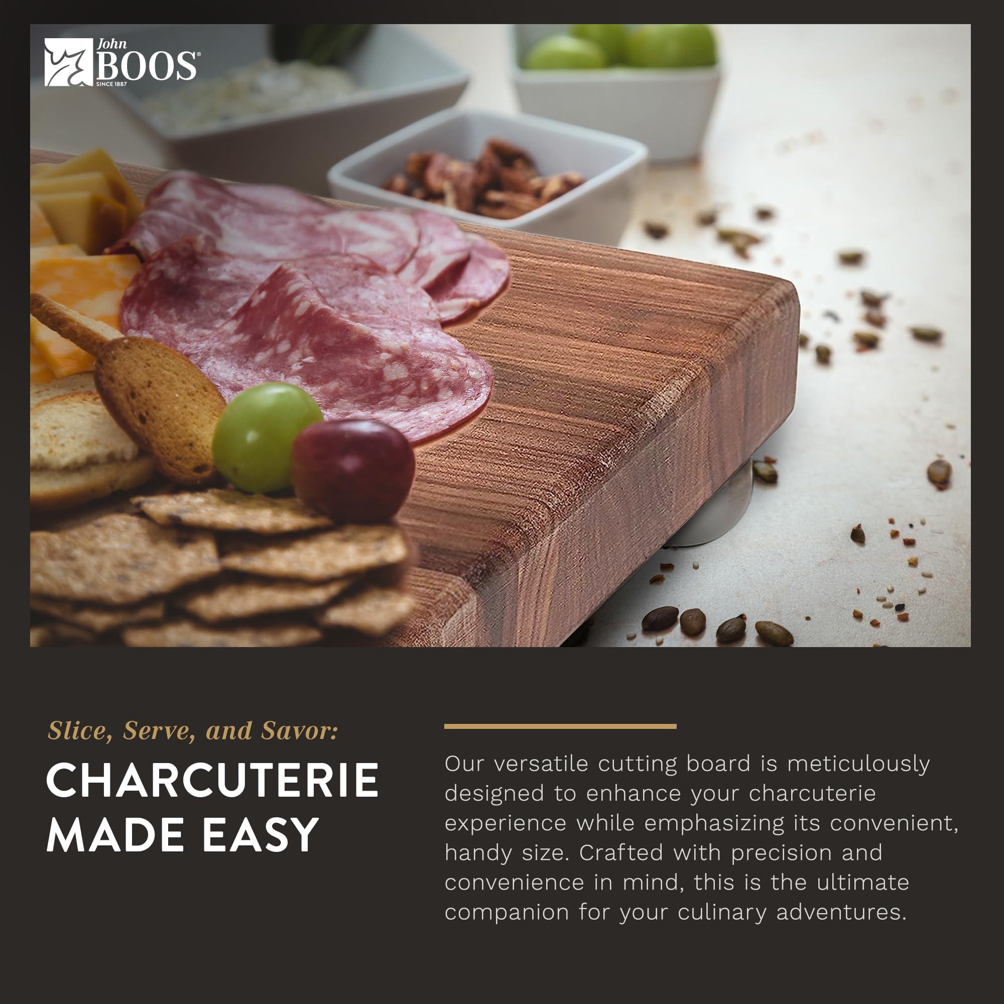 John Boos John Boos Block Square Wood Cutting Board, B Series w/Feet, 9\"x9\"x1.5\", Walnut