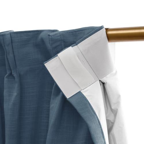 DotheDrape DotheDrape 108 inches Long Blackout Curtains Faux Linen Double Pinch Pleat Back Tab Lined Drapes for Thermal Insulation, 100W x 108L, Midnight, 1 Panel