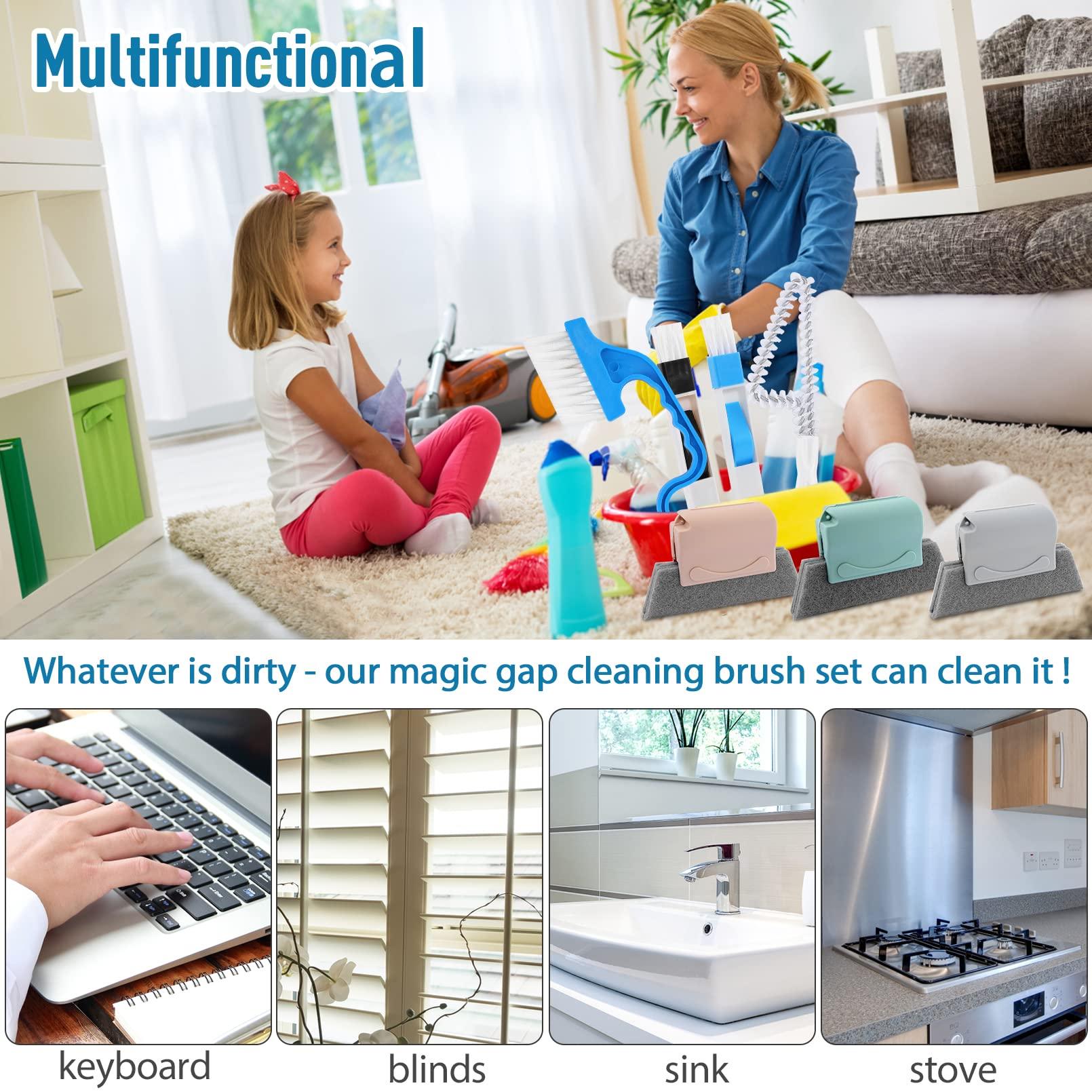 Kipeber 13PCS Window Groove Cleaning Brush,Window Track Cleaning Tools,Magic Window Cleaning Brush,Hand-held Window Sill Cleaner Crevice Cleaner Tools for Sliding Door,Tile Lines,Corner,Gap,Car Vents,Keyboard