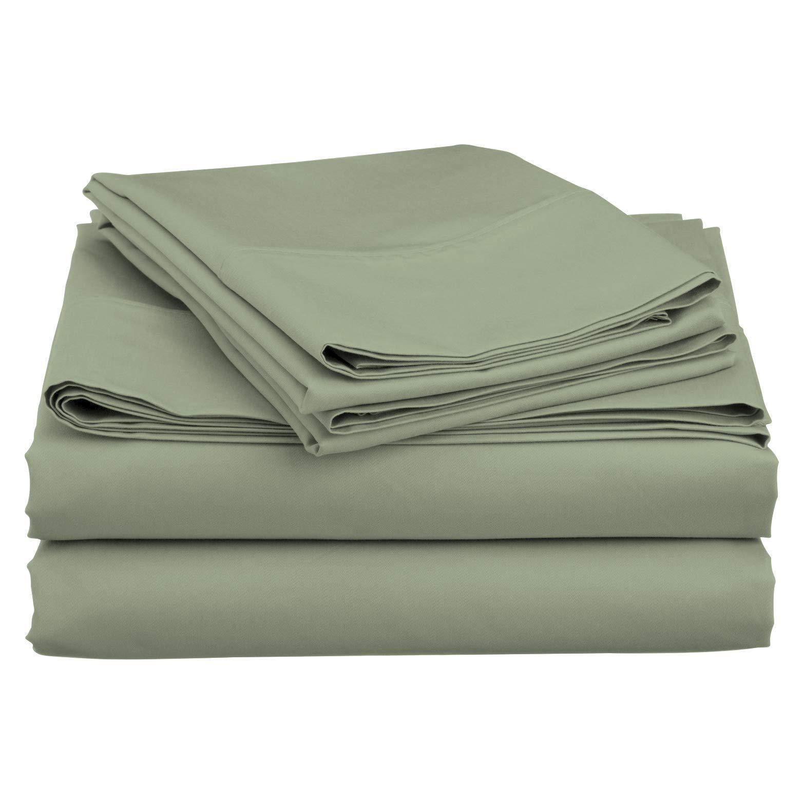 US Bedding Top Split King Sheets Sets for Adjustable beds, Half Split King Sheet Sets for Adjustable beds 24\" deep Pocket, 28\" Split Top Sheets 800 TC 100% Cotton (Half Split Fitted) , Sage
