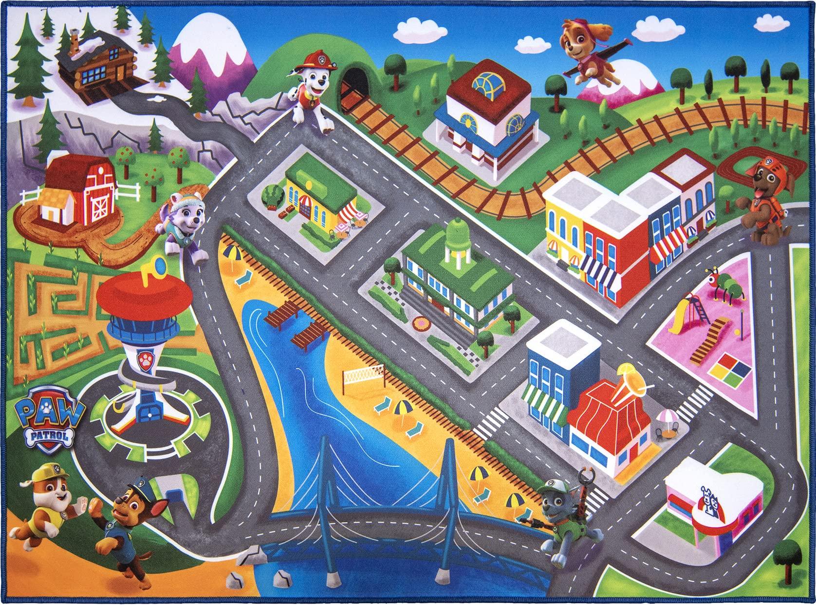 Gertmenian Gertmenian Nickelodeon Paw Patrol Town Tower Interactive Rug Includes 2x Cars feat. Chase and Marshall Suitable for Classroom, Nursery, Bedroom, or Play Area 40x54in Medium, 32500
