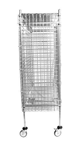 Omega Omega Wire Security Cart Grade NSF Listed Metal Wire Mesh Storage Warehouse Grocery Store Restaurant Chrome Security Cage with 4 Interior Shelves 24" Deep x 48" Wide x 69" High, 1200 LBs Capacity