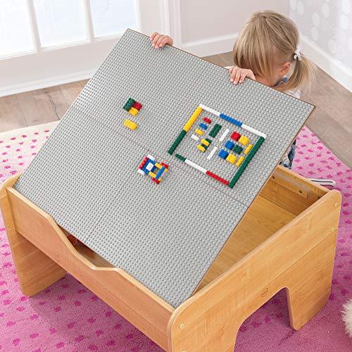 KidKraft KidKraft Reversible Wooden Activity Table with Board with 195 Building Bricks  Gray & Natural, Gift for Ages 3+