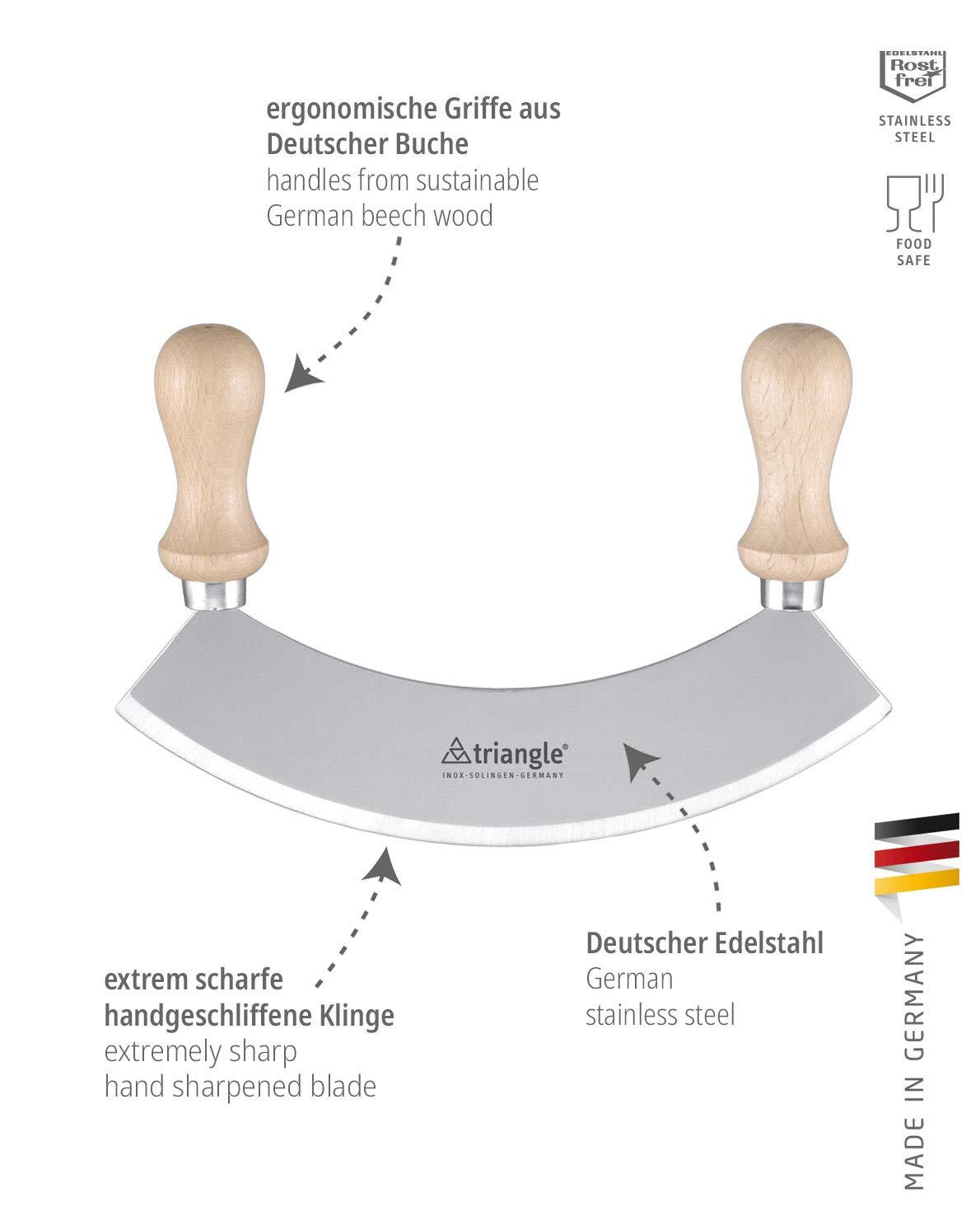 GUSTAV Gustav HI423123N 23 cm Single Hachoir/Mezzaluna Herb Chopper with Light Wood Handle, Silver