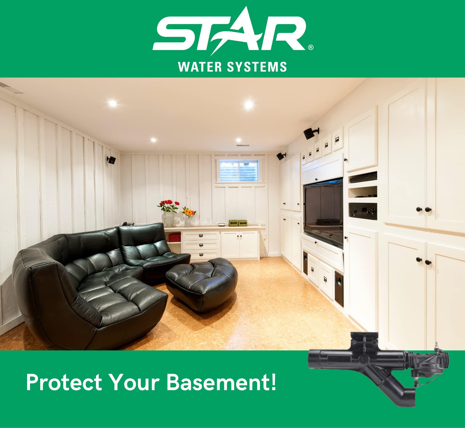 Star Basement Sentry Water Powered Backup Sump Pump System (STWB140) Uses Water Pressure - No Electricity or Batteries Required, Automatically Self Activates in Emergency & Pumps up to 20 GPM