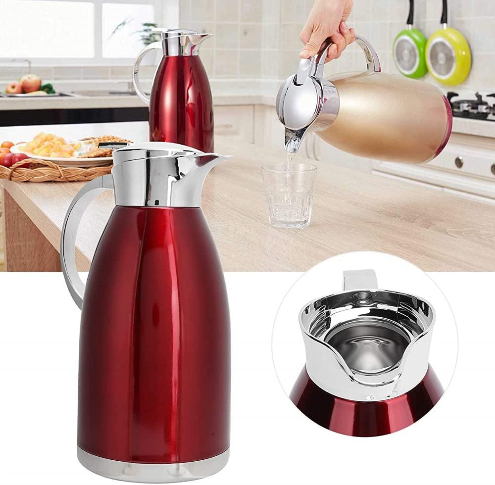 VIXPET Stainless Steel Coffee Carafe, 1.8L Thermal Carafe Coffee jug Vacuum Insulated Double Wall Thermal Coffee Carafe -Red