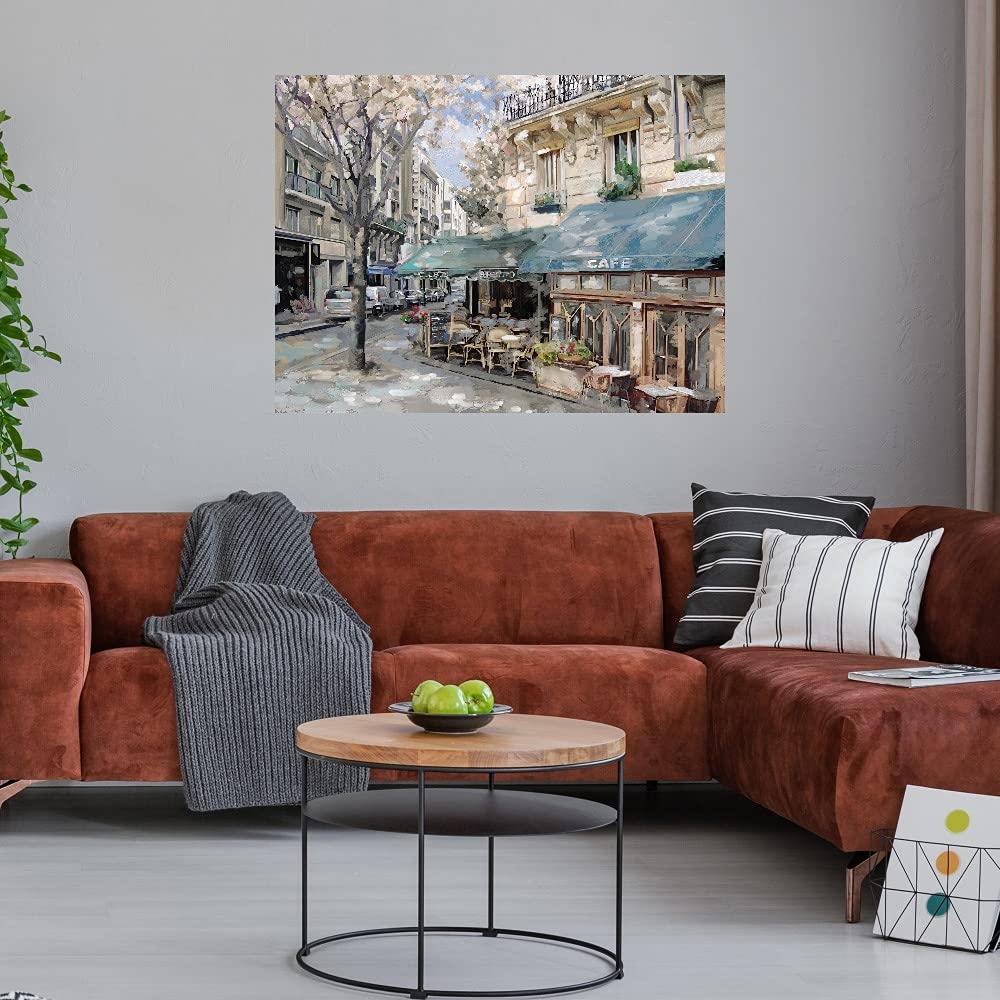 Fine Art Canvas Fine Art Canvas Living Room Pictures Wall Decor City Wall Art Large Paintings for Living Room French Art Bistro de Paris I Canvas Wall Decor by Artist Studio Arts 43 in x 32 in