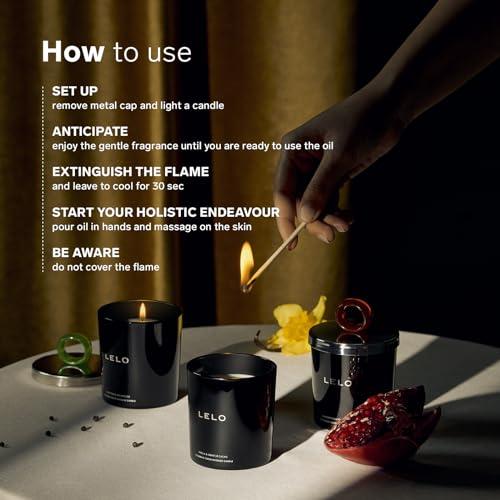 LELO LELO Flickering Touch Massage Candle, Melts into Massage Oil, Scented Candle Body Massage Oil, Luxury Skin Treatment, Black Pepper & Pomegranate Scent