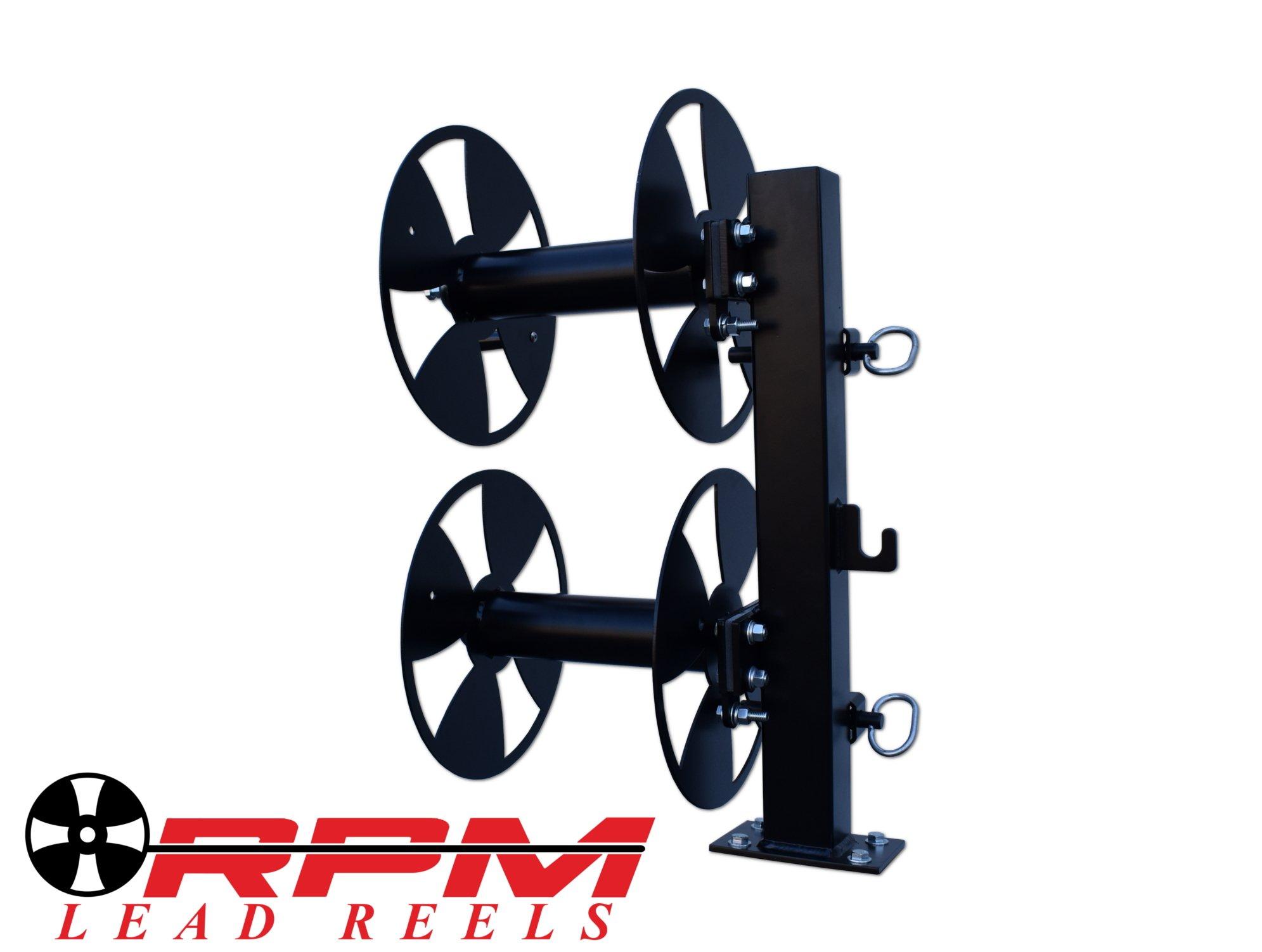 RPM LEAD REELS 12\'\' BLACK DOUBLE FIXED BASE WELDING CABLE LEAD REEL