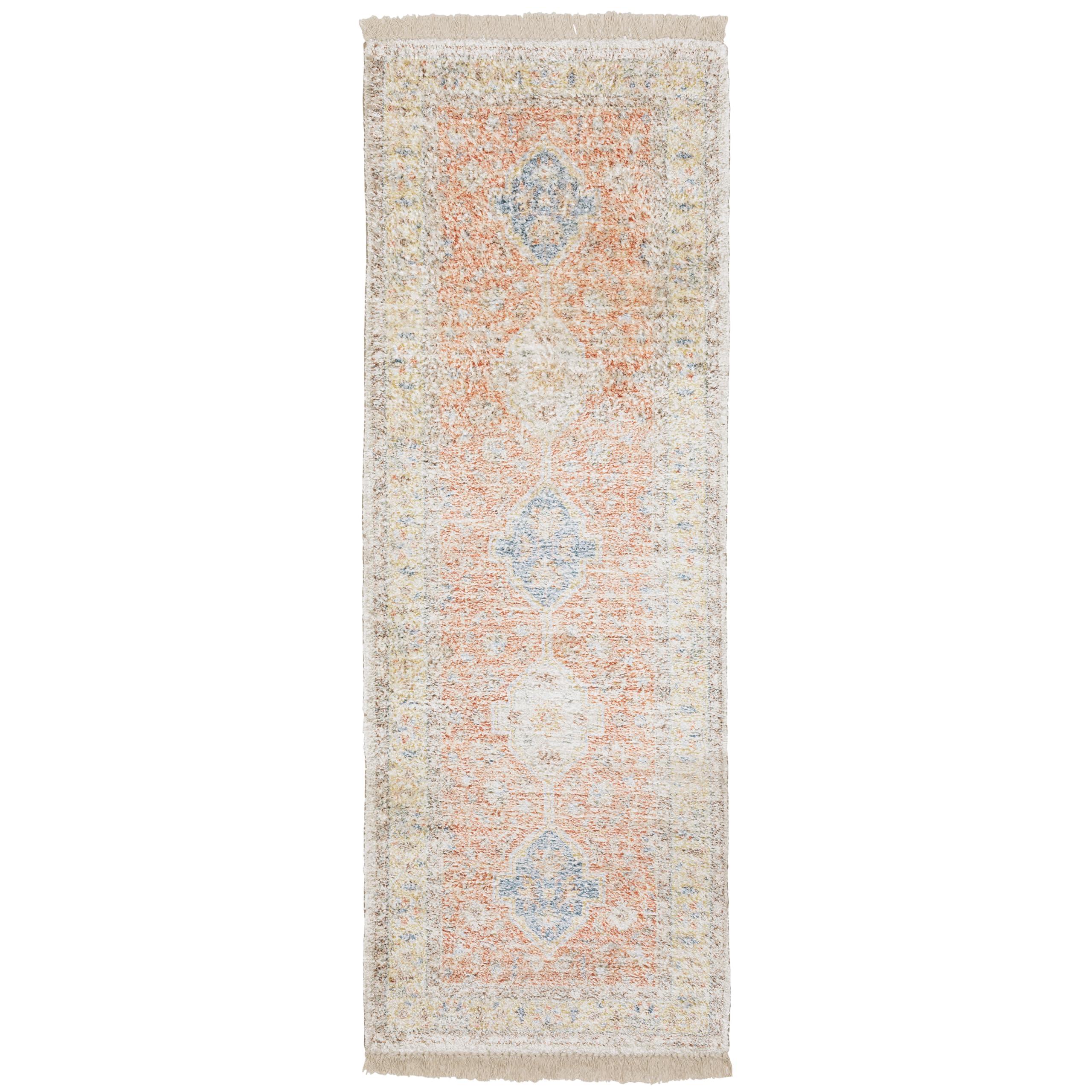Oriental Weavers Sphinx Moretti Opal Area Rug 45305 Orange Diamonds Petals 2' 6" x 8' Rectangle
