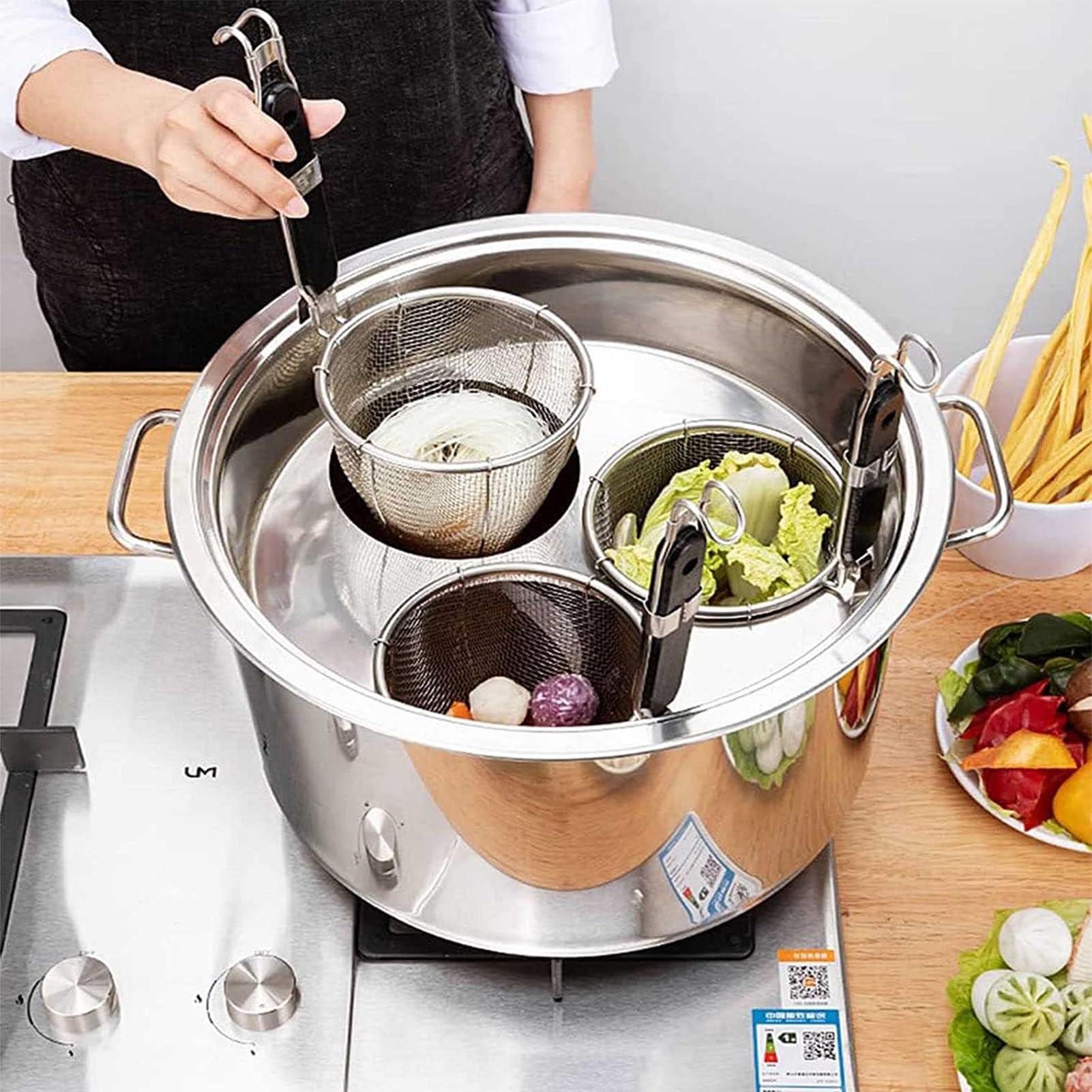 UTOYA UTOYA Stainess Steel Pasta Cooker W/Inserts, Cookware Stockpot With Divider And Colander Strainer, Heavy Duty Induction Pot, Induction, Ceramic, Glass And Halogen Cooktops Compatible (Color : 3 Hole