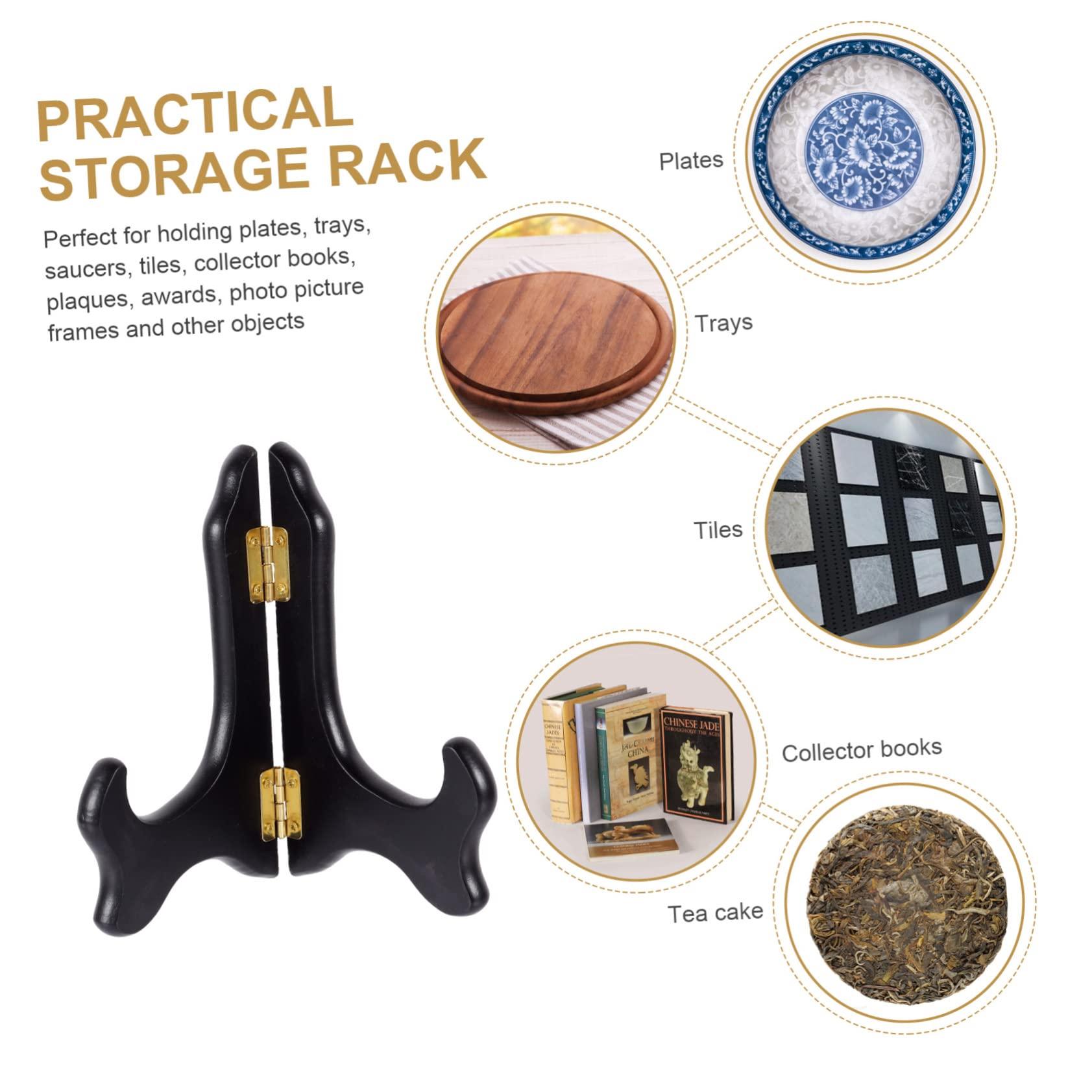 ULDIGI ULDIGI 5 Inches Wooden Plate Holder Display Stand Multi-Use Rack for Collector Books Plaques Awards 180Adjustable