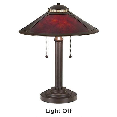 Robert Louis Tiffany Robert Louis Tiffany Mica Collection Mission Tiffany Style Desk Table Lamp 18 1/2" High Rustic Oil Rubbed Bronze Natural Mica Shade Decor for Bedroom House Bedside Nightstand Home Office Reading