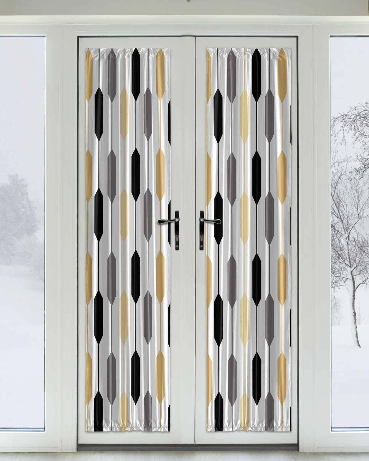 ZOE GARDEN Abstract Modernism, Blackout Door Curtains for French, Glass,Front, Back, Patio Door, Thermal Insulated Rod Pocket Window Curtain Drapes With Tiebacks, Geometric Minimalism Black White 25"x72"